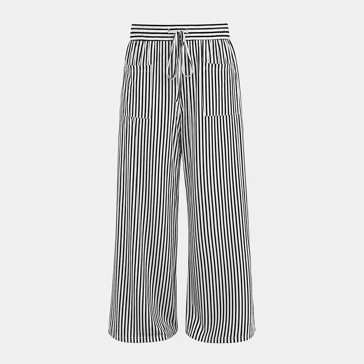 Casual Wide Plus Size Striped Pattern Pants For Women