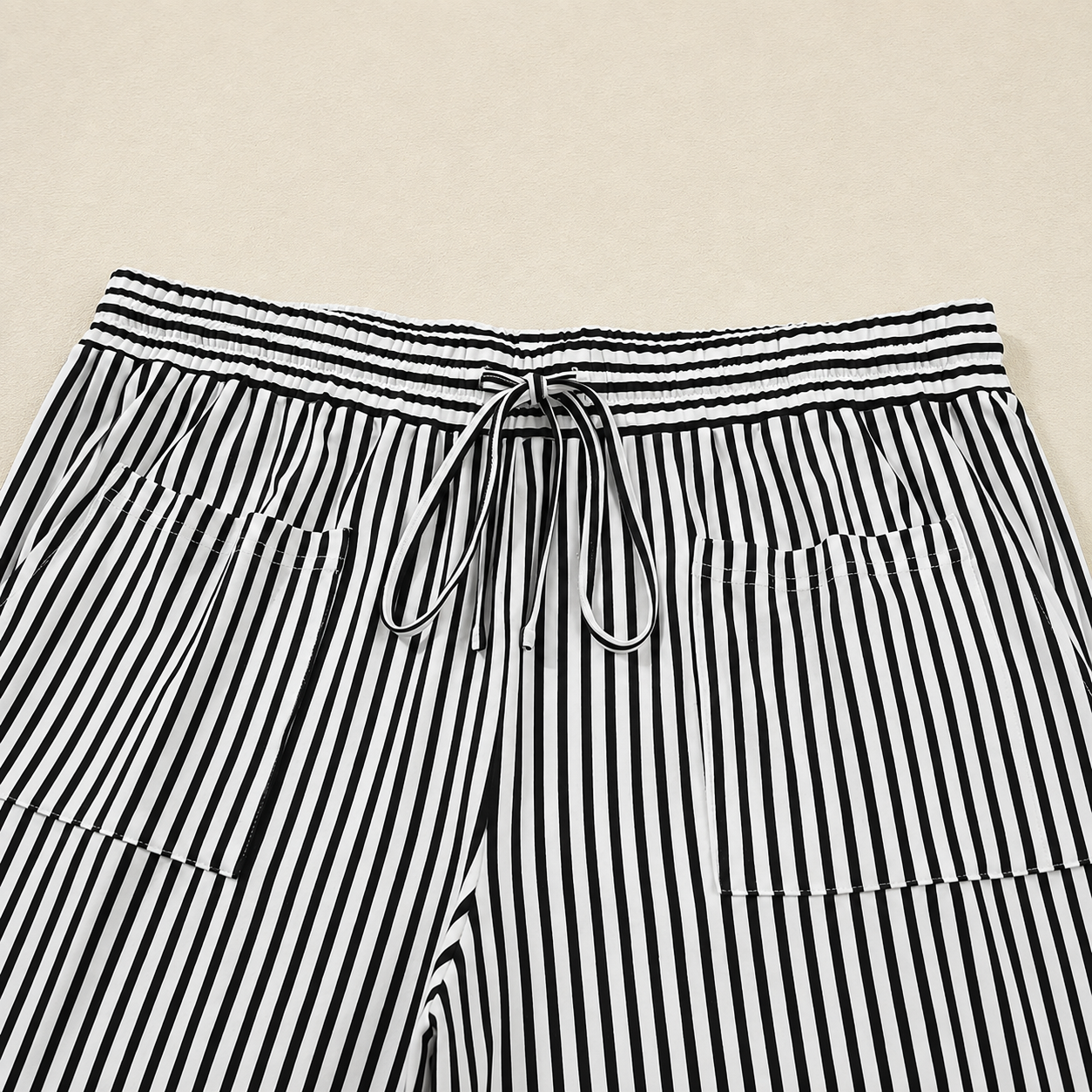 Casual Wide Plus Size Striped Pattern Pants For Women