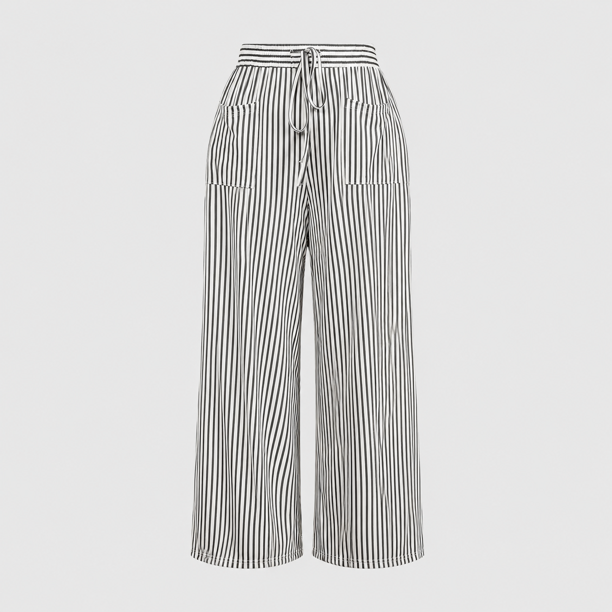 Casual Wide Plus Size Striped Pattern Pants For Women