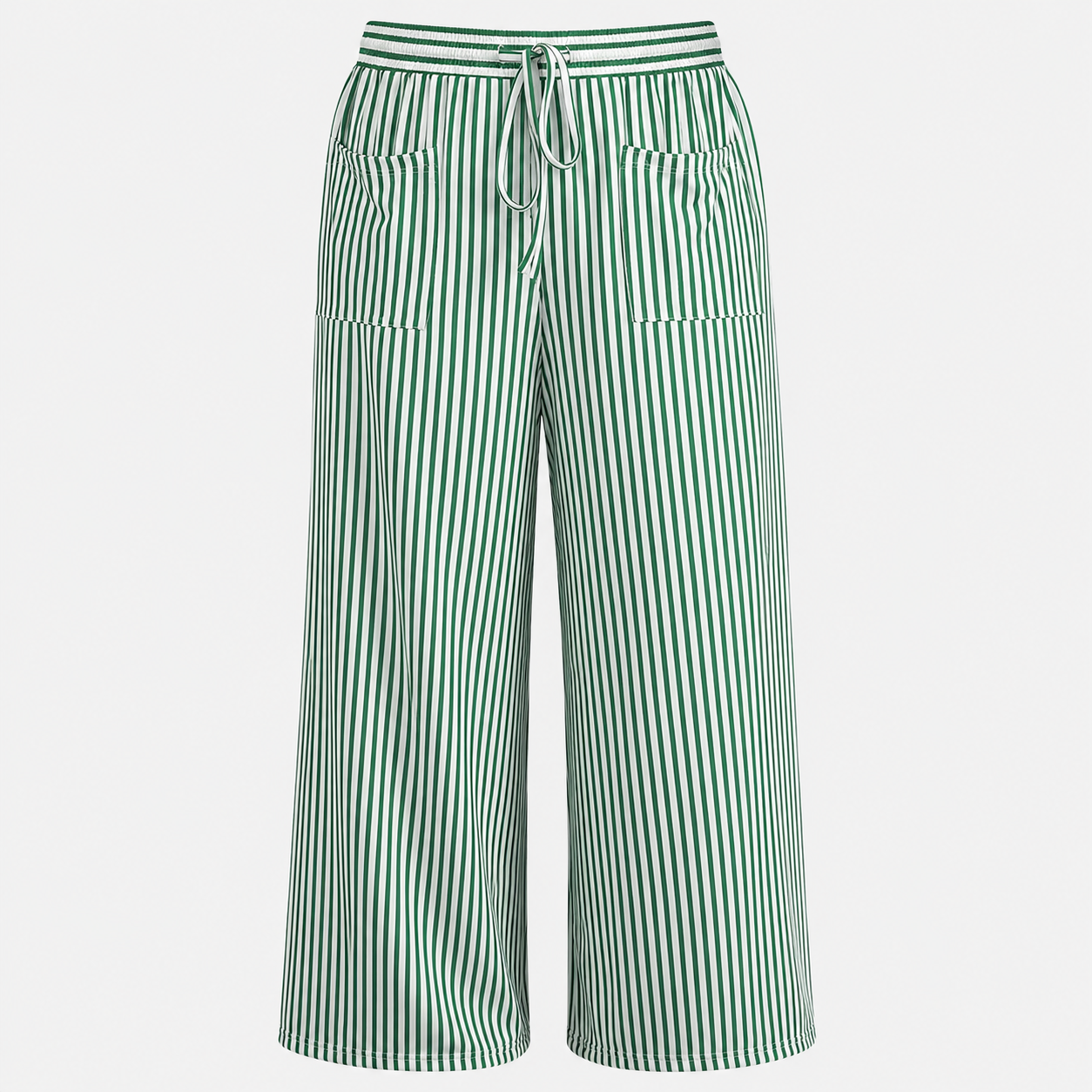 Casual Wide Plus Size Striped Pattern Pants For Women