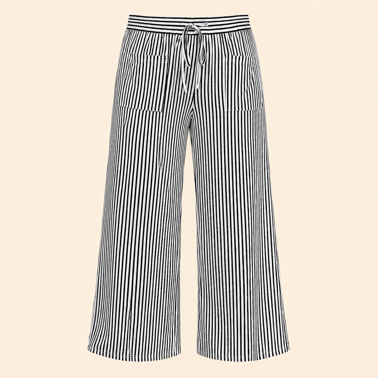 Casual Wide Plus Size Striped Pattern Pants For Women