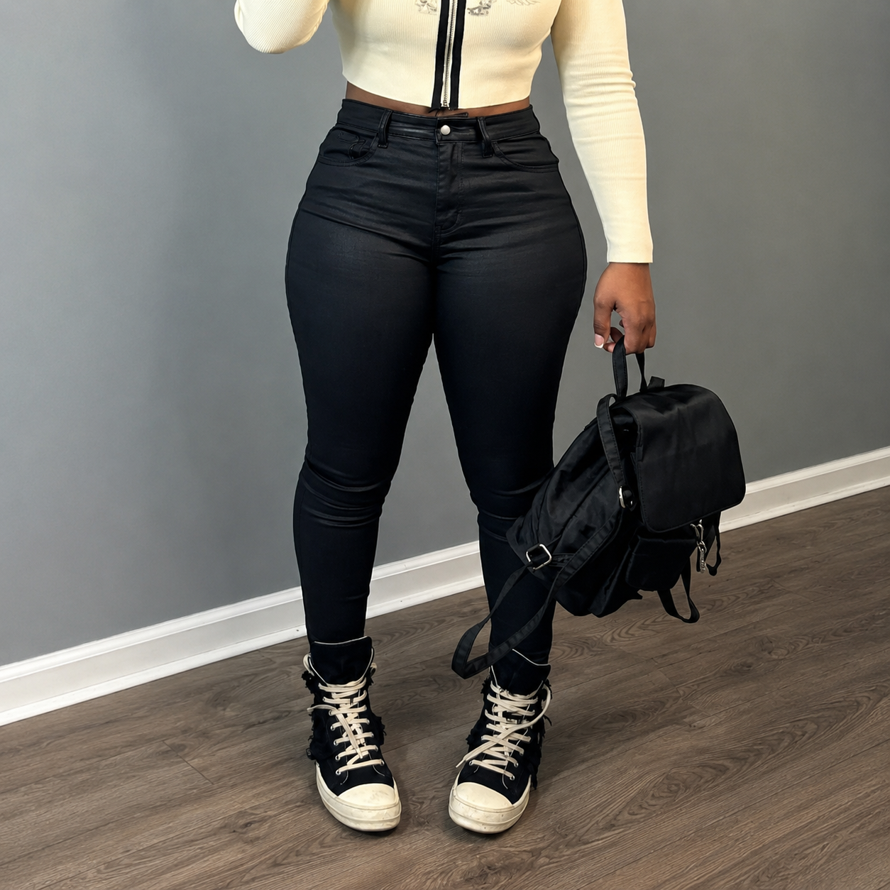 High Rise Faux Leather Stretch Skinny Fit Pants For Women