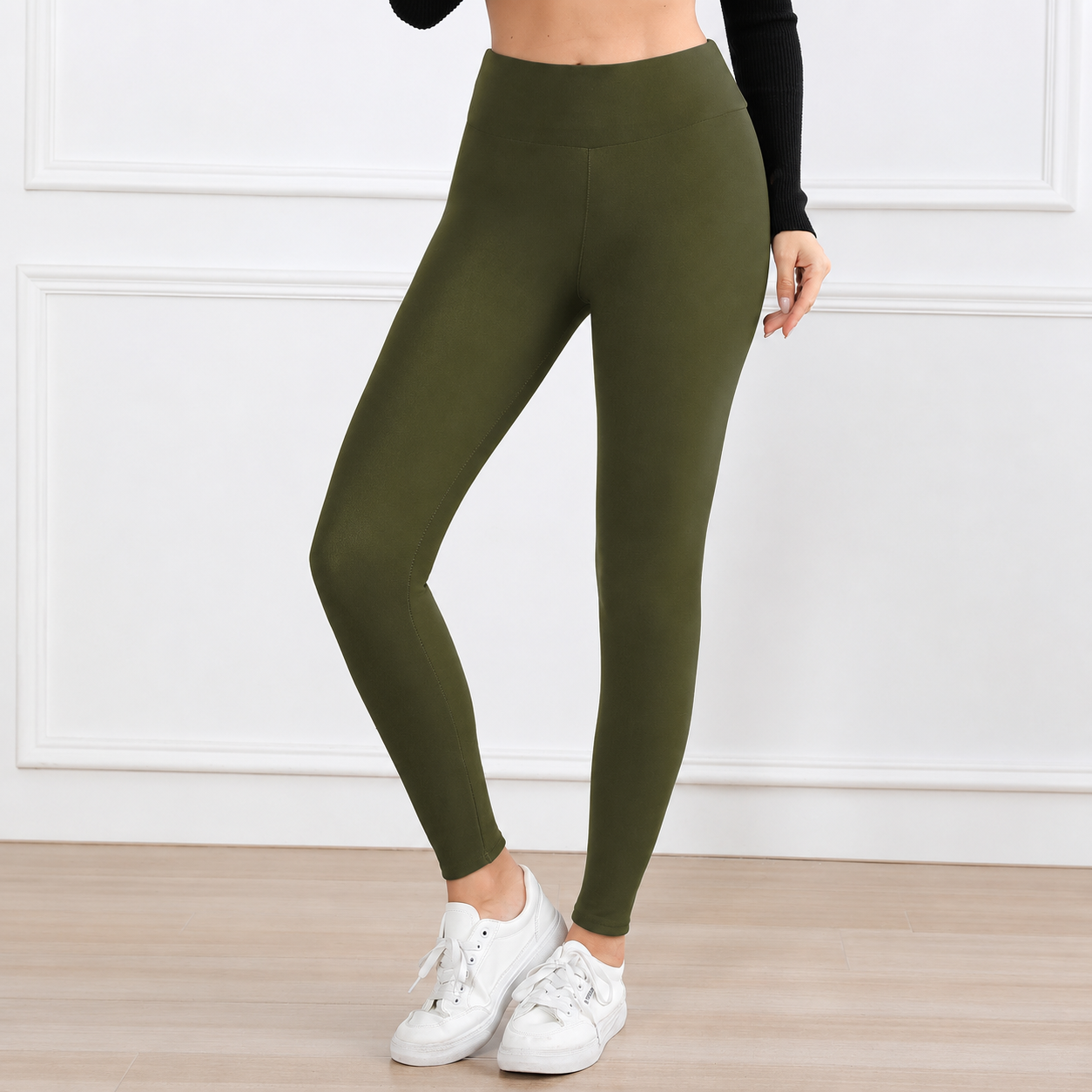 High Rise Fleeced Lined Stretchable Leggings For Women