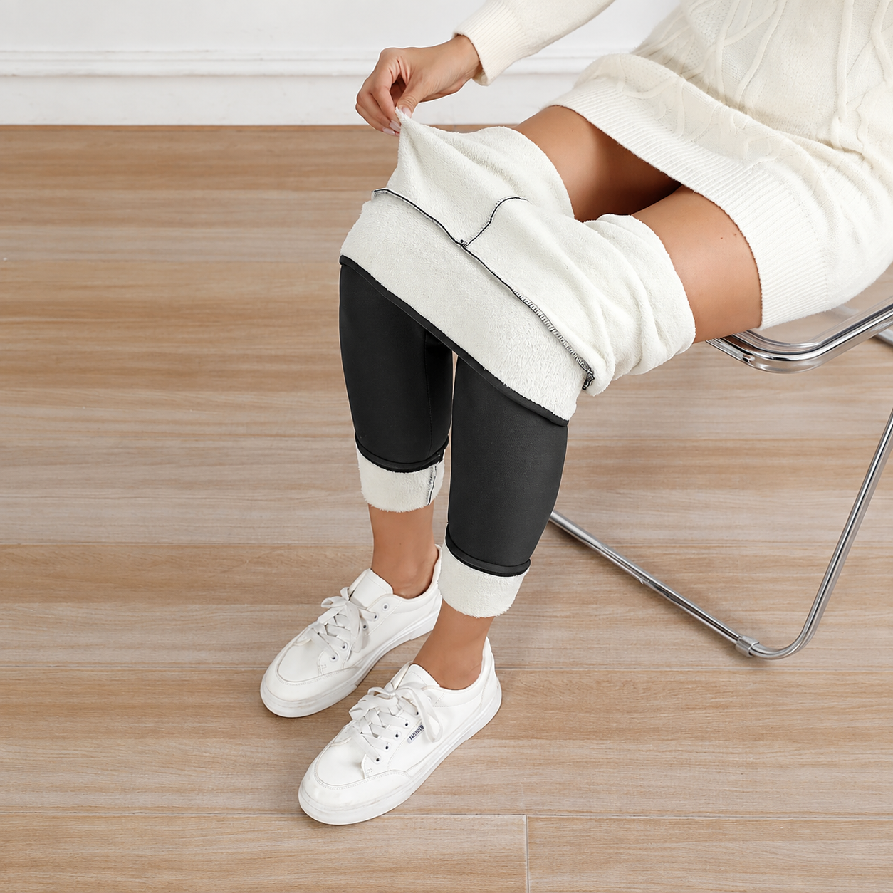 High Rise Fleeced Lined Stretchable Leggings For Women