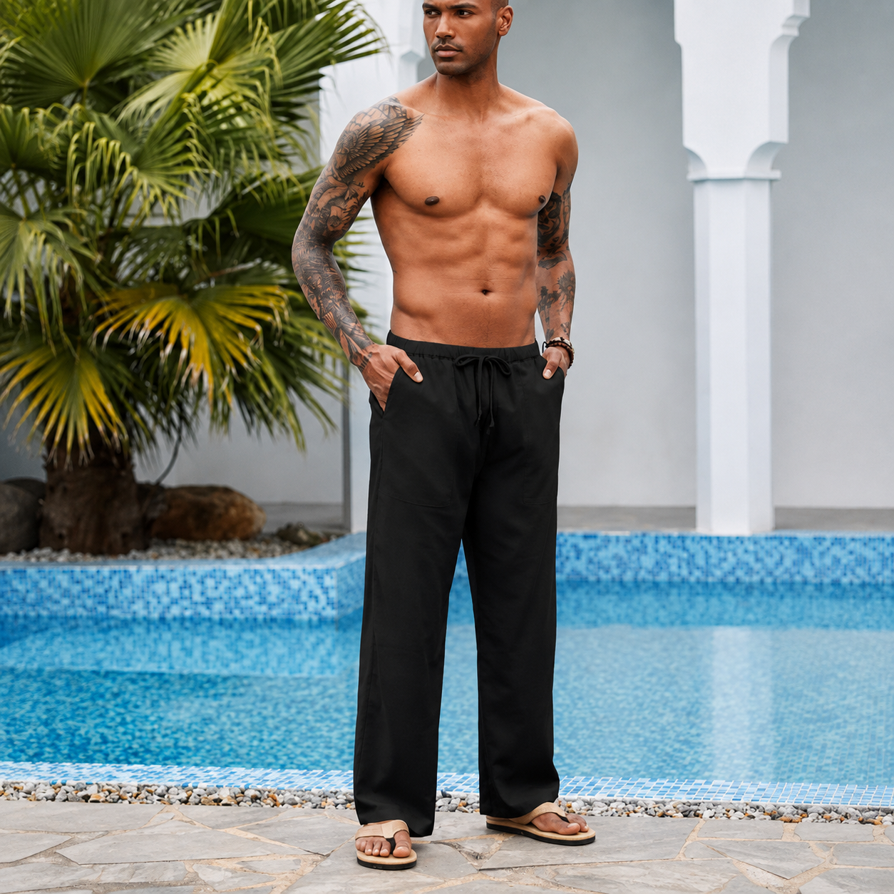Comfortable Loose Fit Pants With Adjustable Drawstring For Men