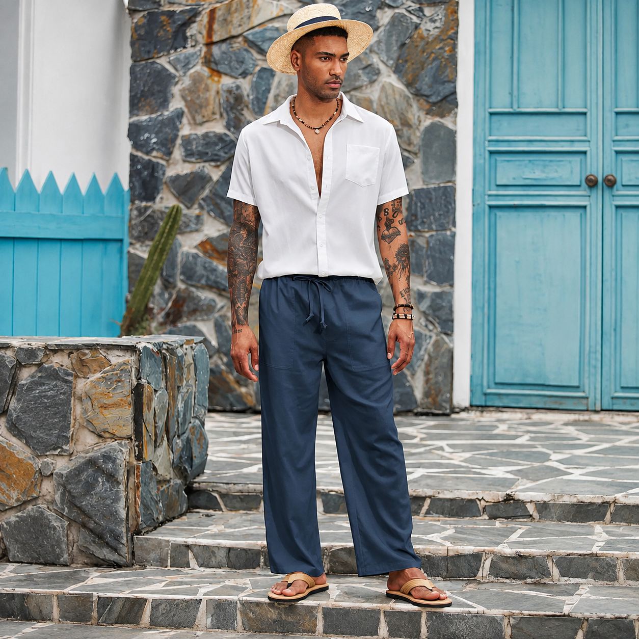 Comfortable Loose Fit Pants With Adjustable Drawstring For Men