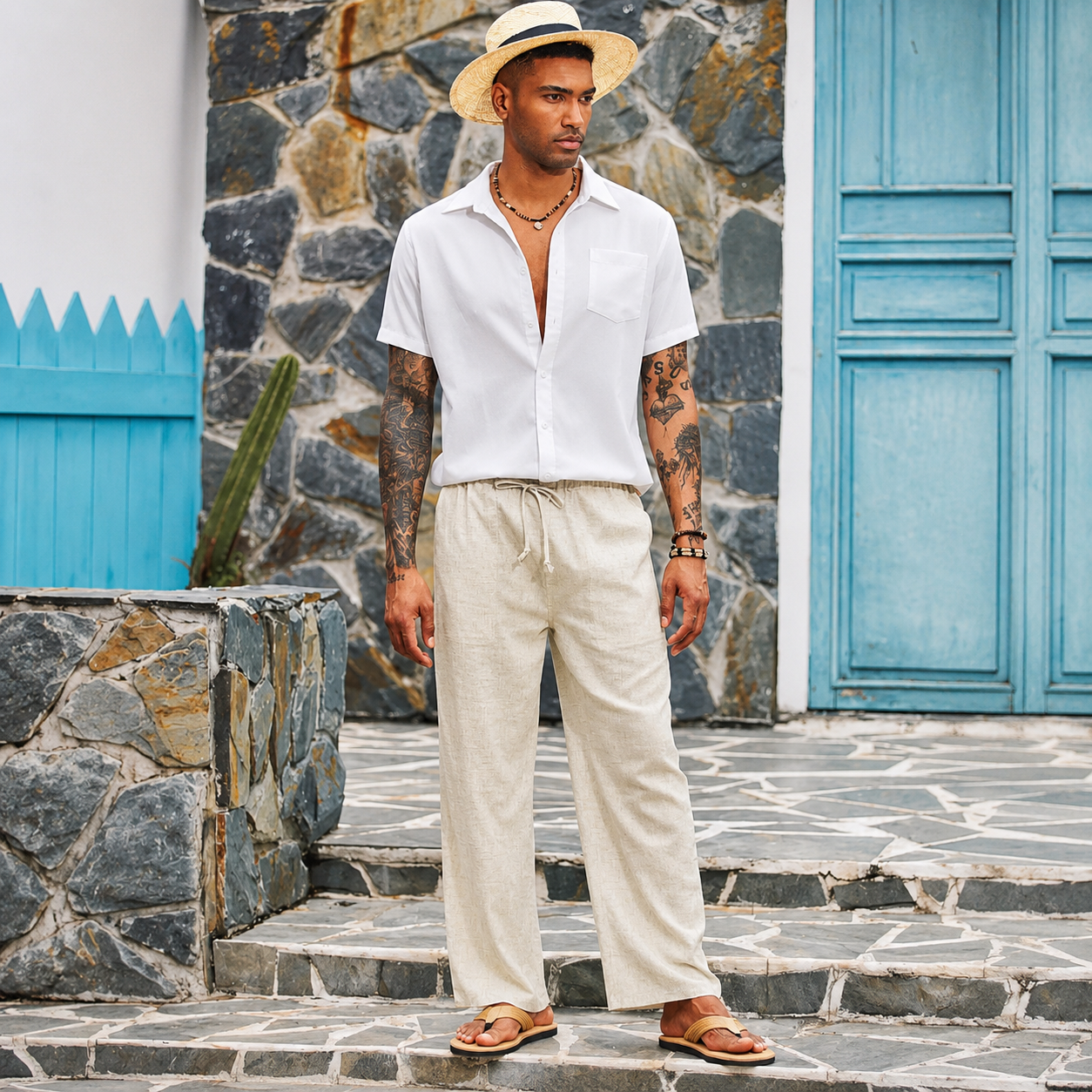 Comfortable Loose Fit Pants With Adjustable Drawstring For Men