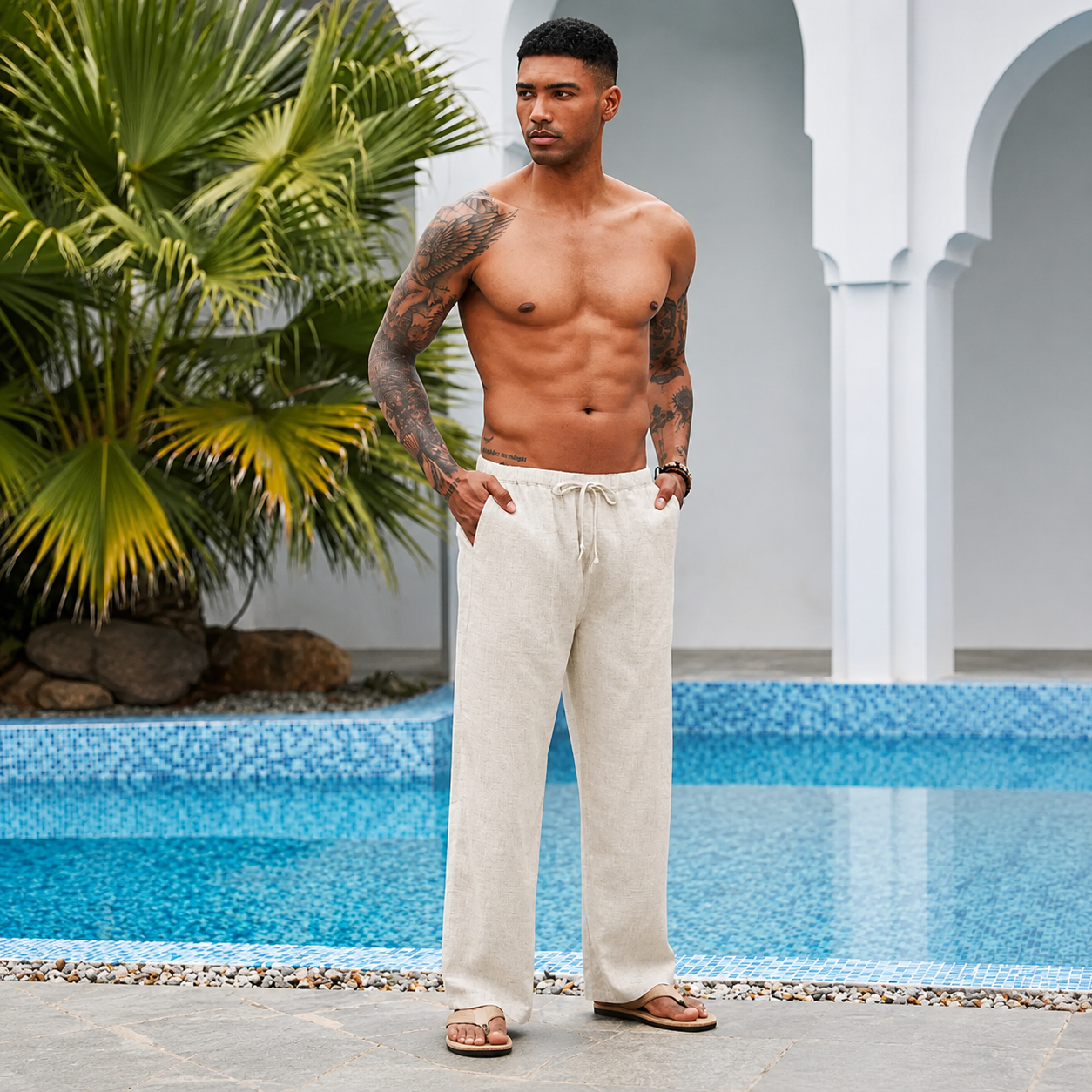 Comfortable Loose Fit Pants With Adjustable Drawstring For Men