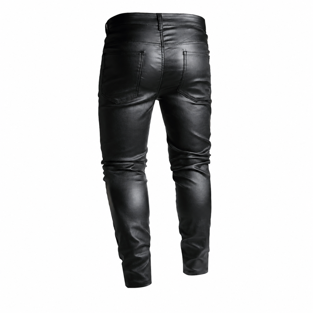 Slim Fit Coated Casual Pants with Classic Pocket Design for Men