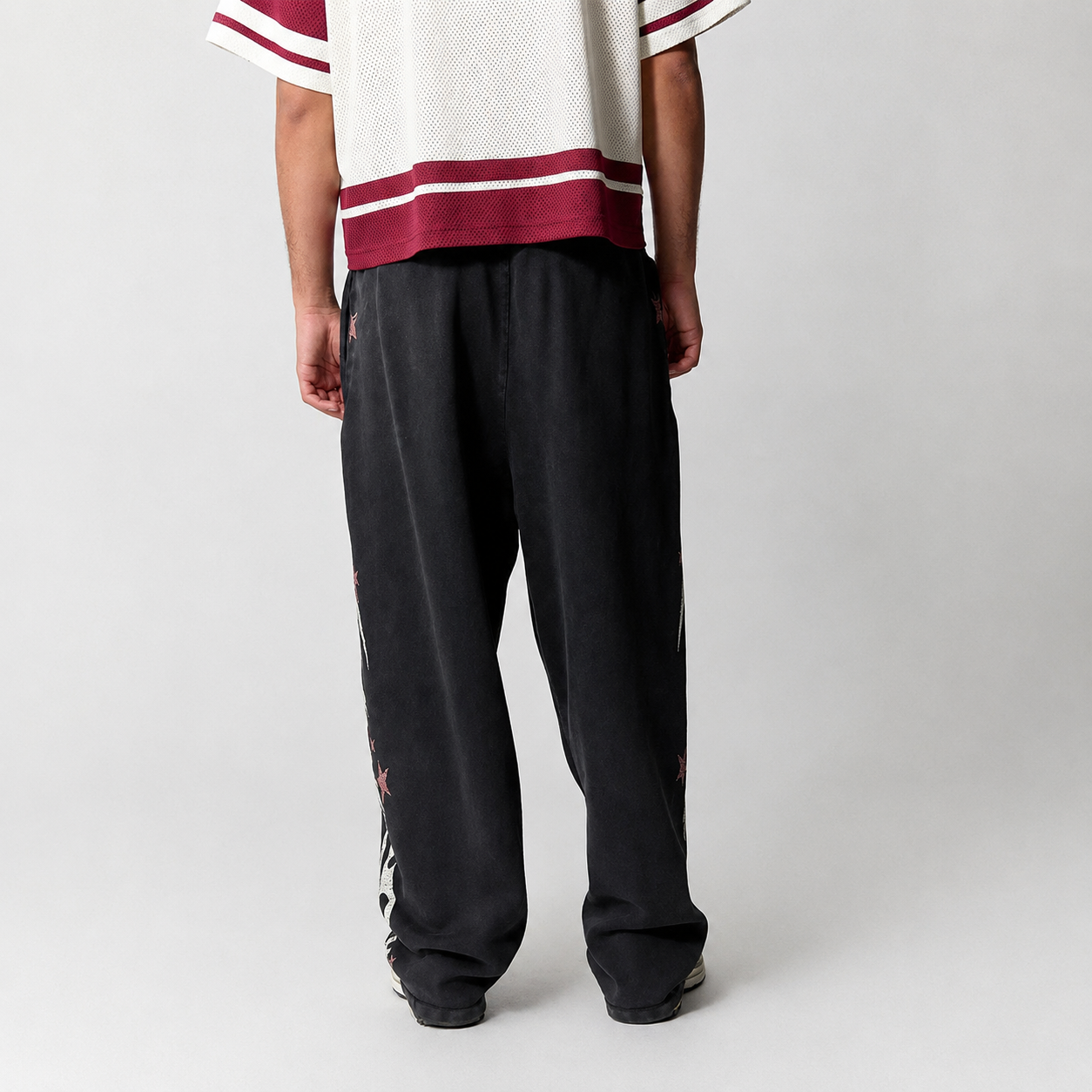 Flame Star Graphic Fleece Baggy Sweatpants for Men