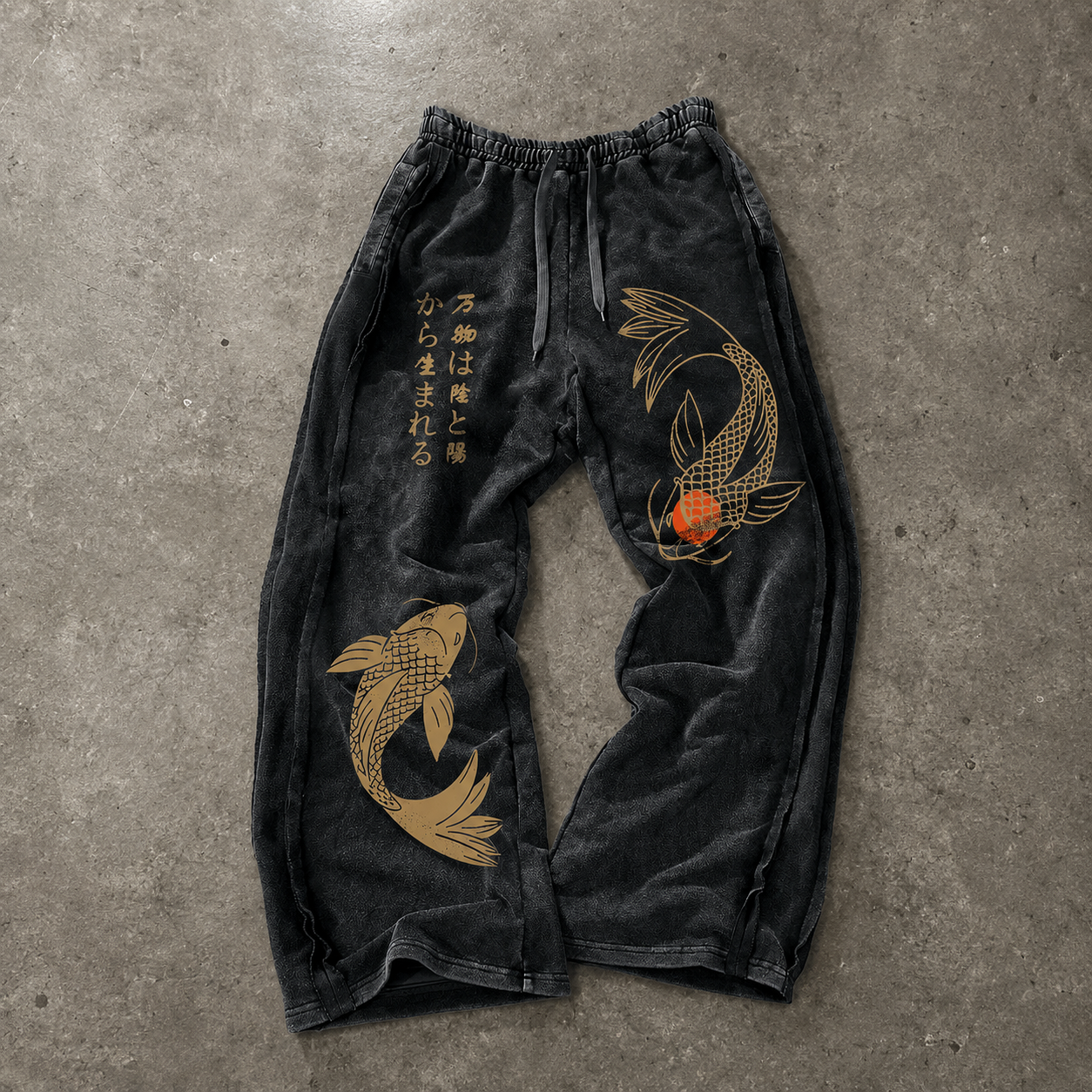 Yin Yang Koi Graphic Loose Drawstring Casual Pants for Men