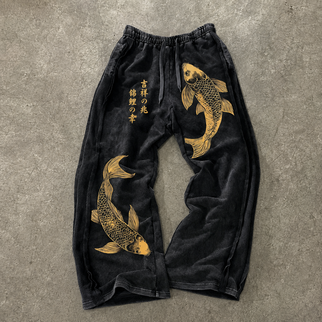 Yin Yang Koi Graphic Loose Drawstring Casual Pants for Men