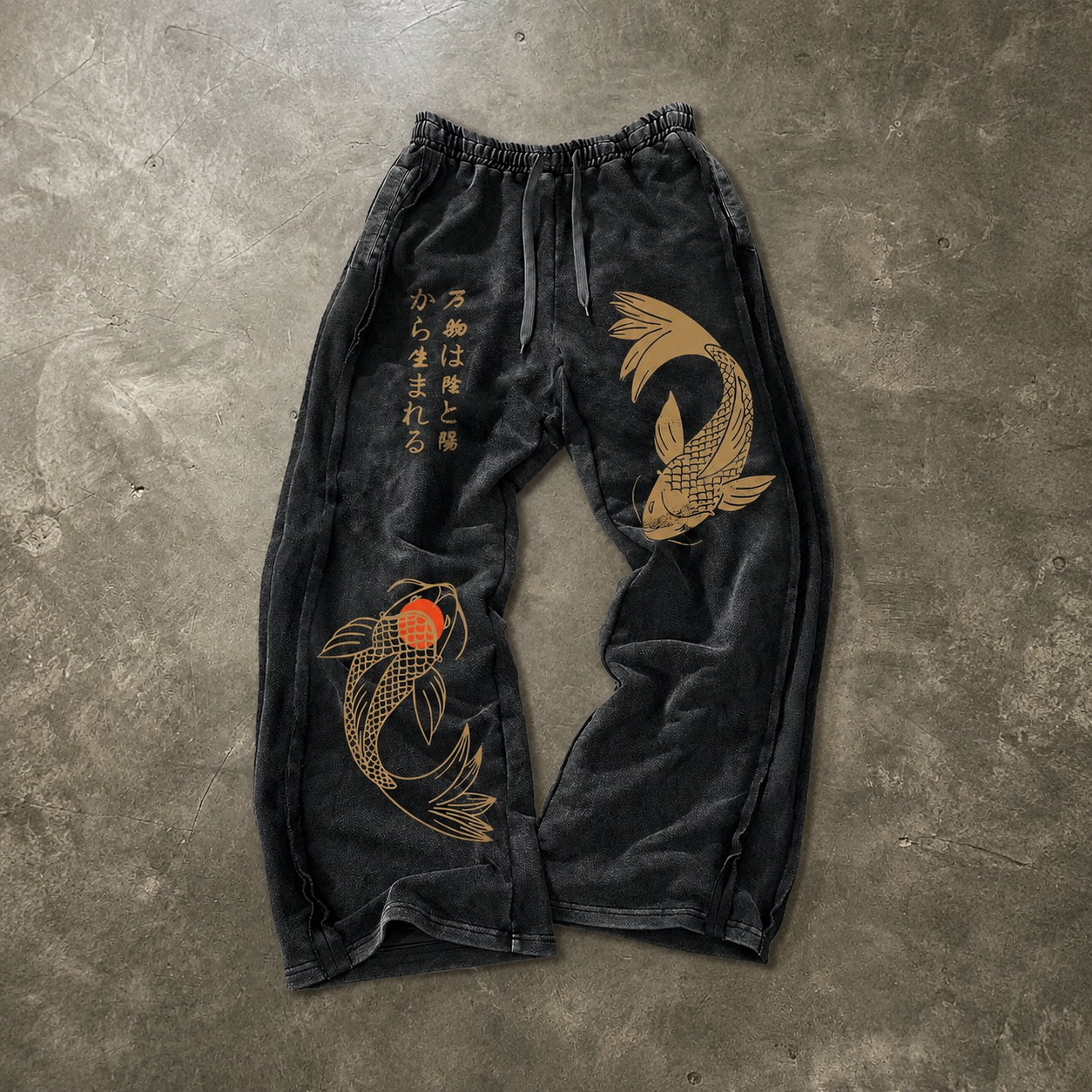 Yin Yang Koi Graphic Loose Drawstring Casual Pants for Men