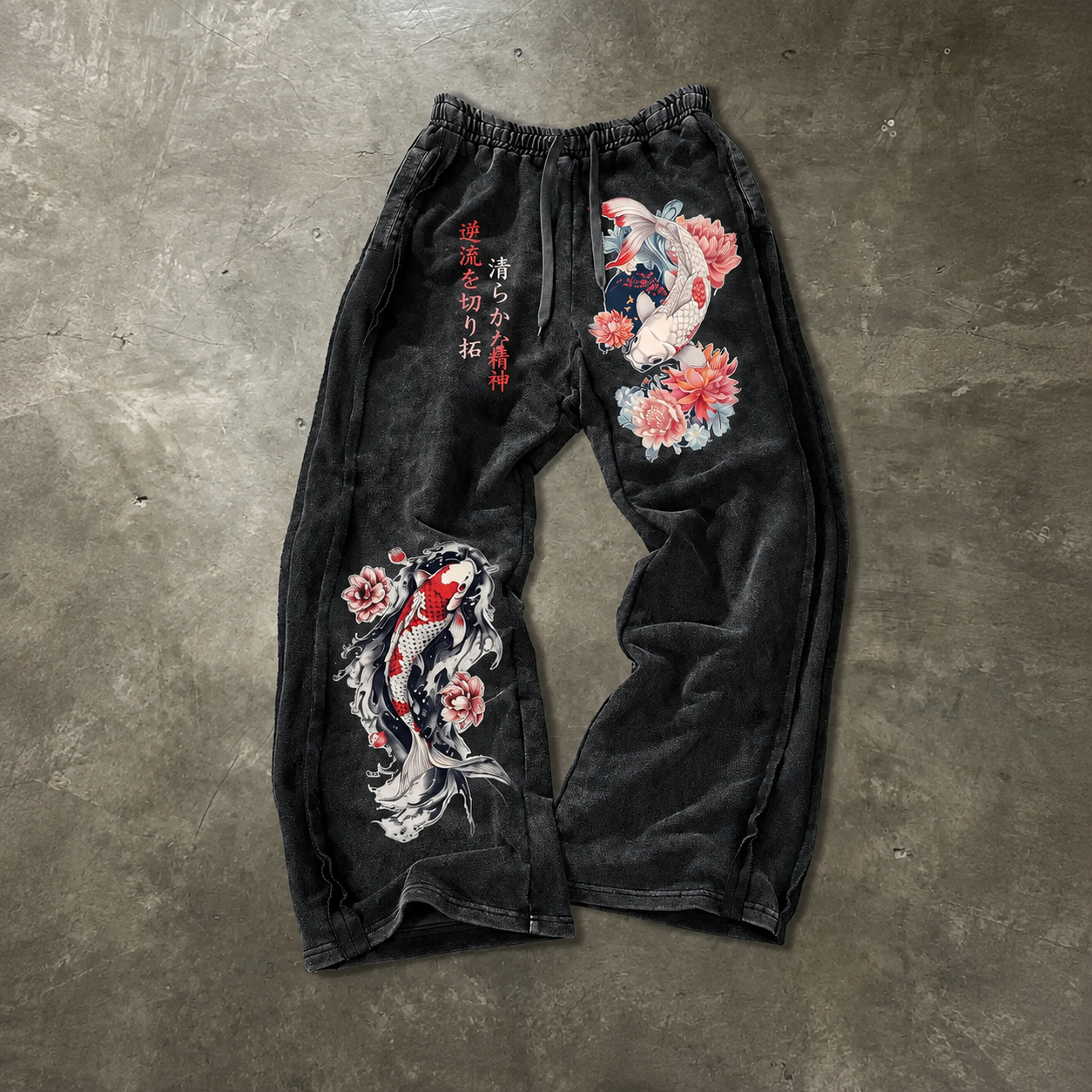 Yin Yang Koi Graphic Loose Drawstring Casual Pants for Men