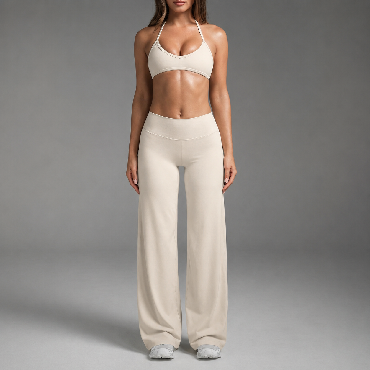 Solid Colored Modern Slim Fit Flare Pants For Women