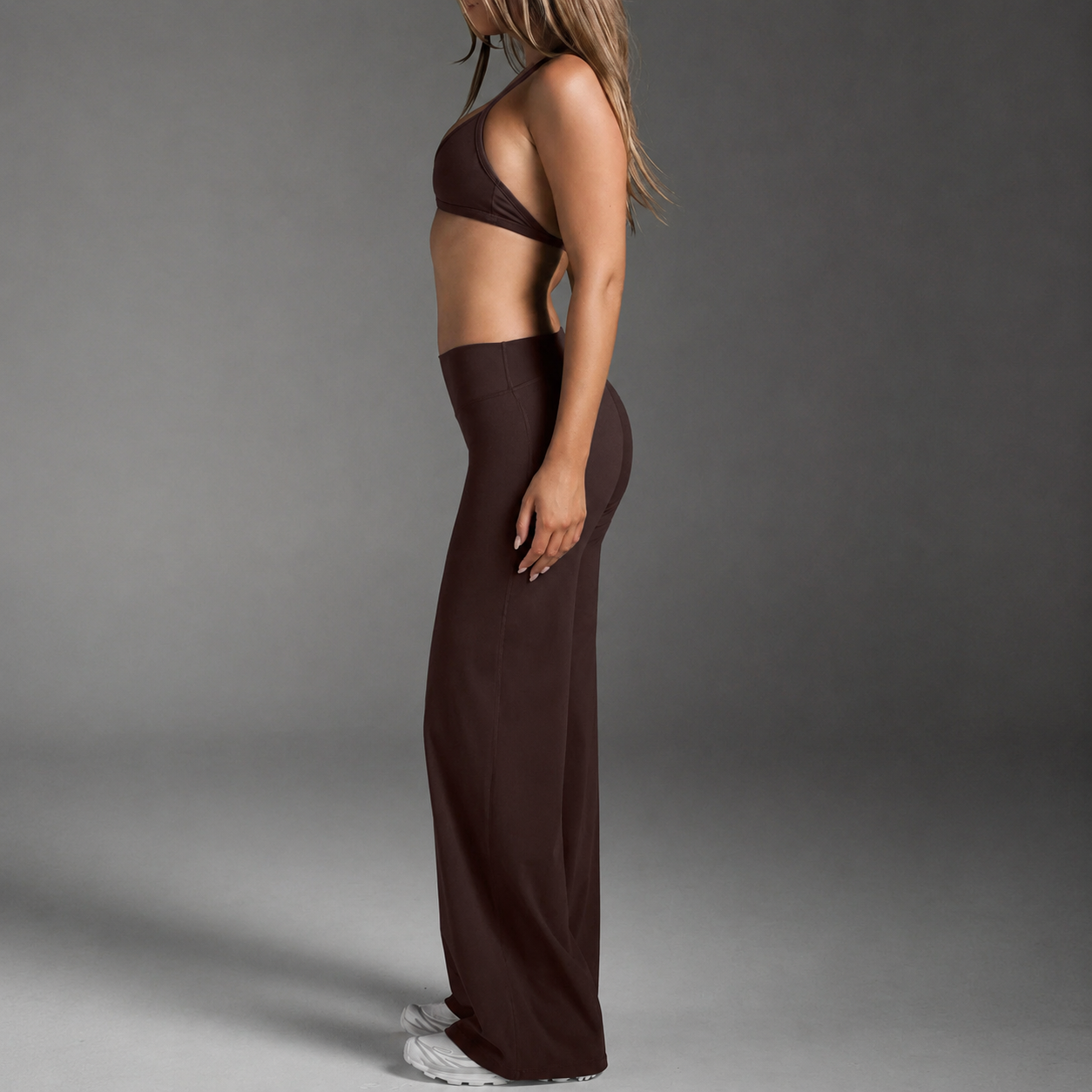 Solid Colored Modern Slim Fit Flare Pants For Women