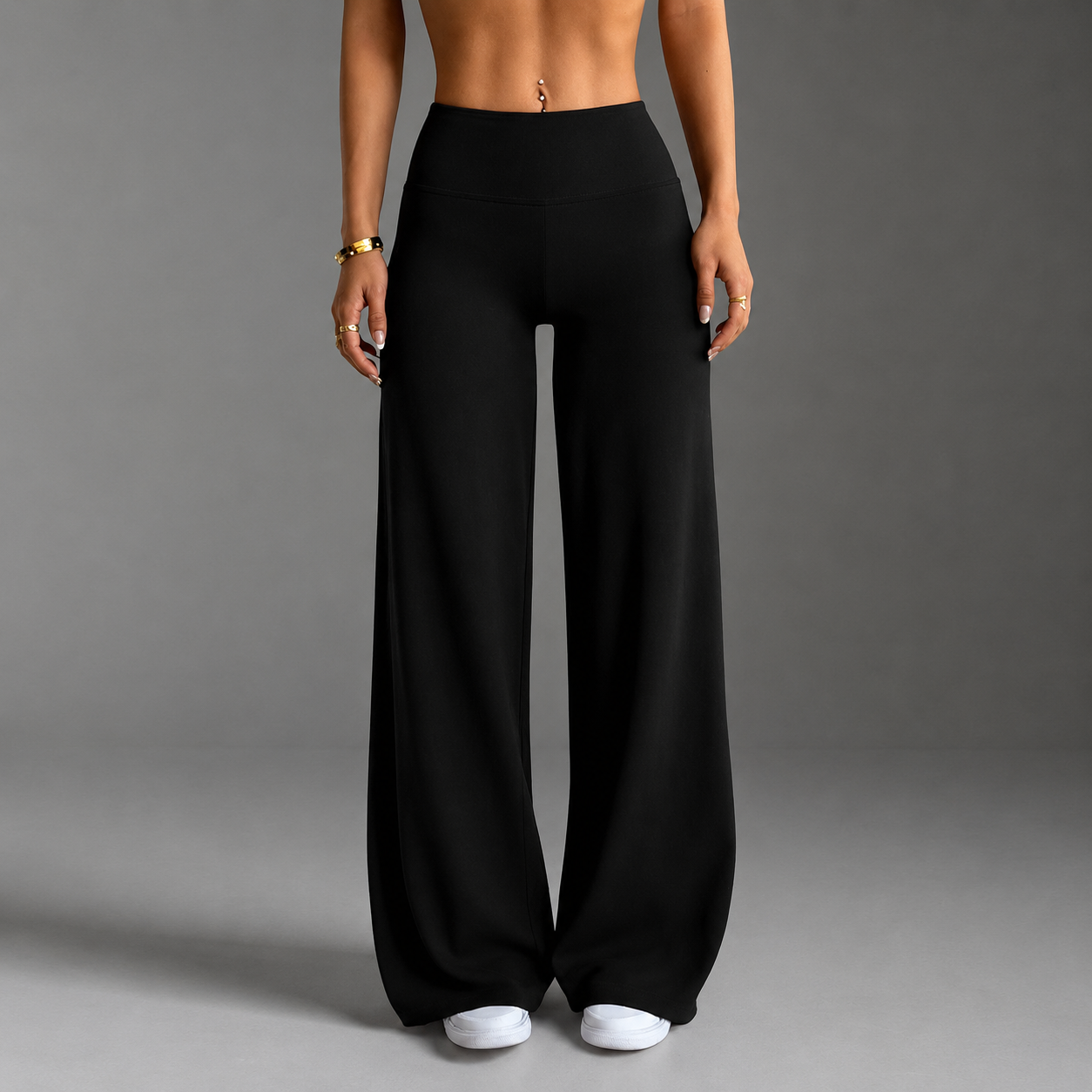 Solid Colored Modern Slim Fit Flare Pants For Women