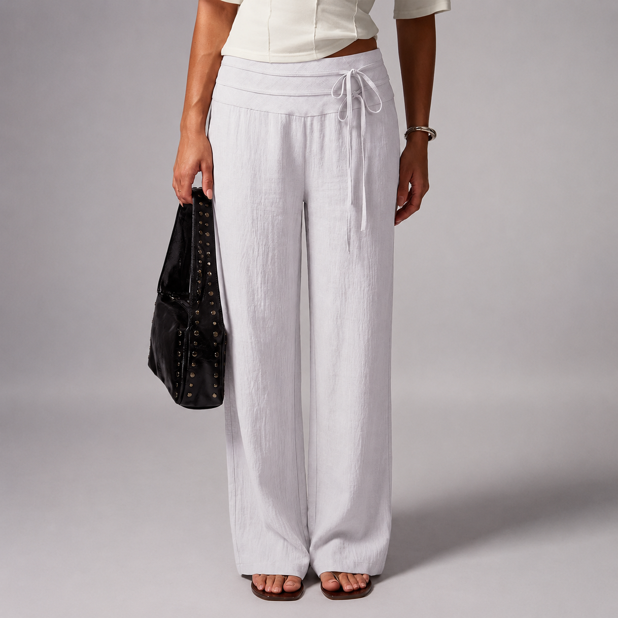 Vacation Themed Dual Tie Loose Pants For Summer Vacations