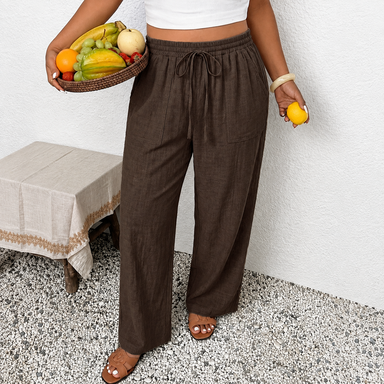 Casual Loose Bohemian Beach Themed Pants For Women