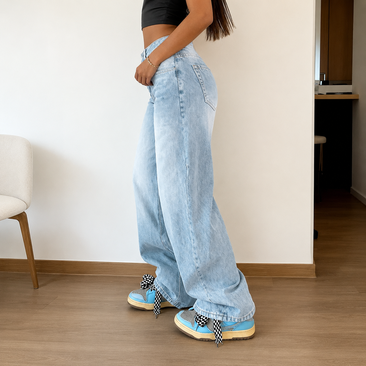 Casual Loose Vintage Stacked Jeans For Women