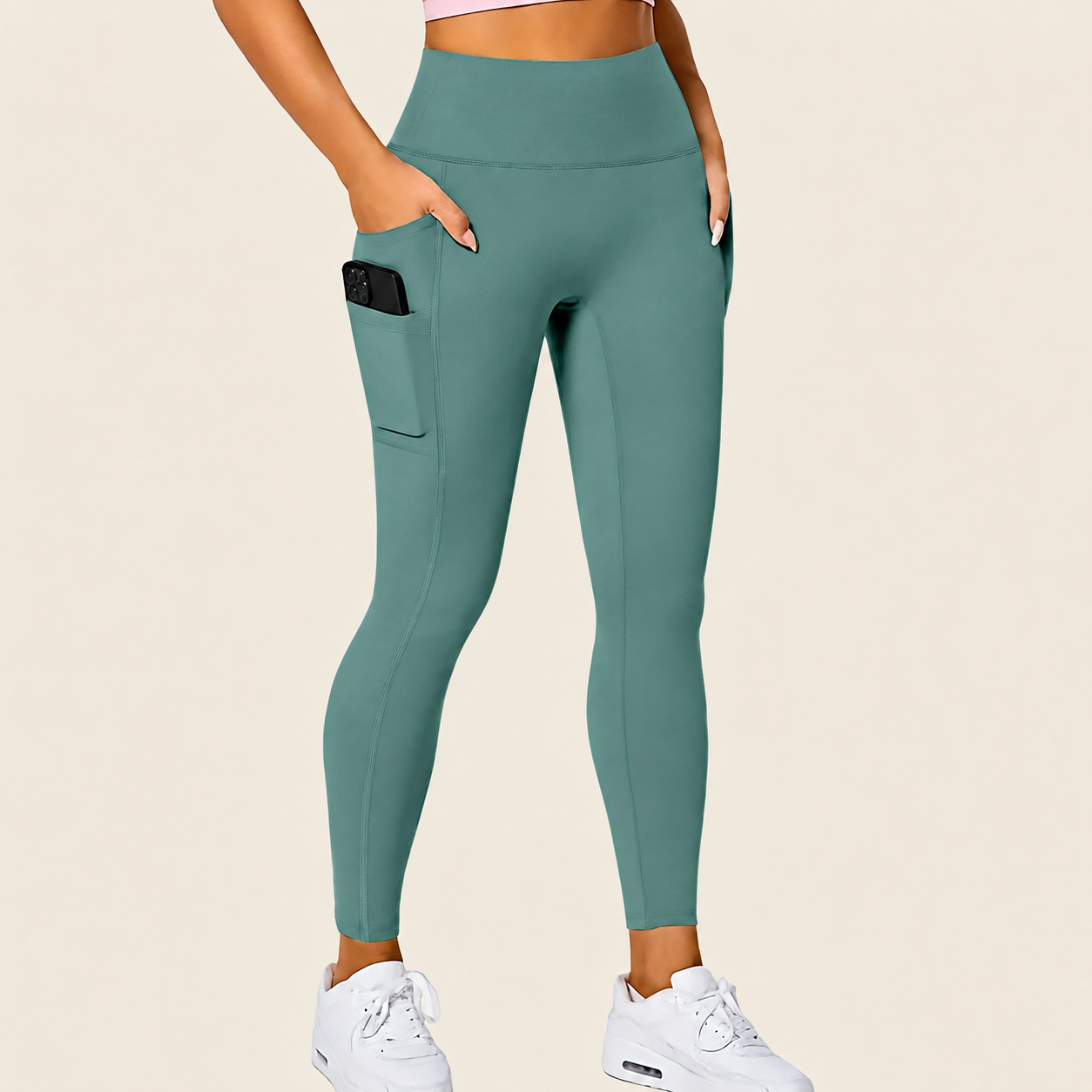 Seamless High Rise Slim Fit Leggings with Side Pockets for Women