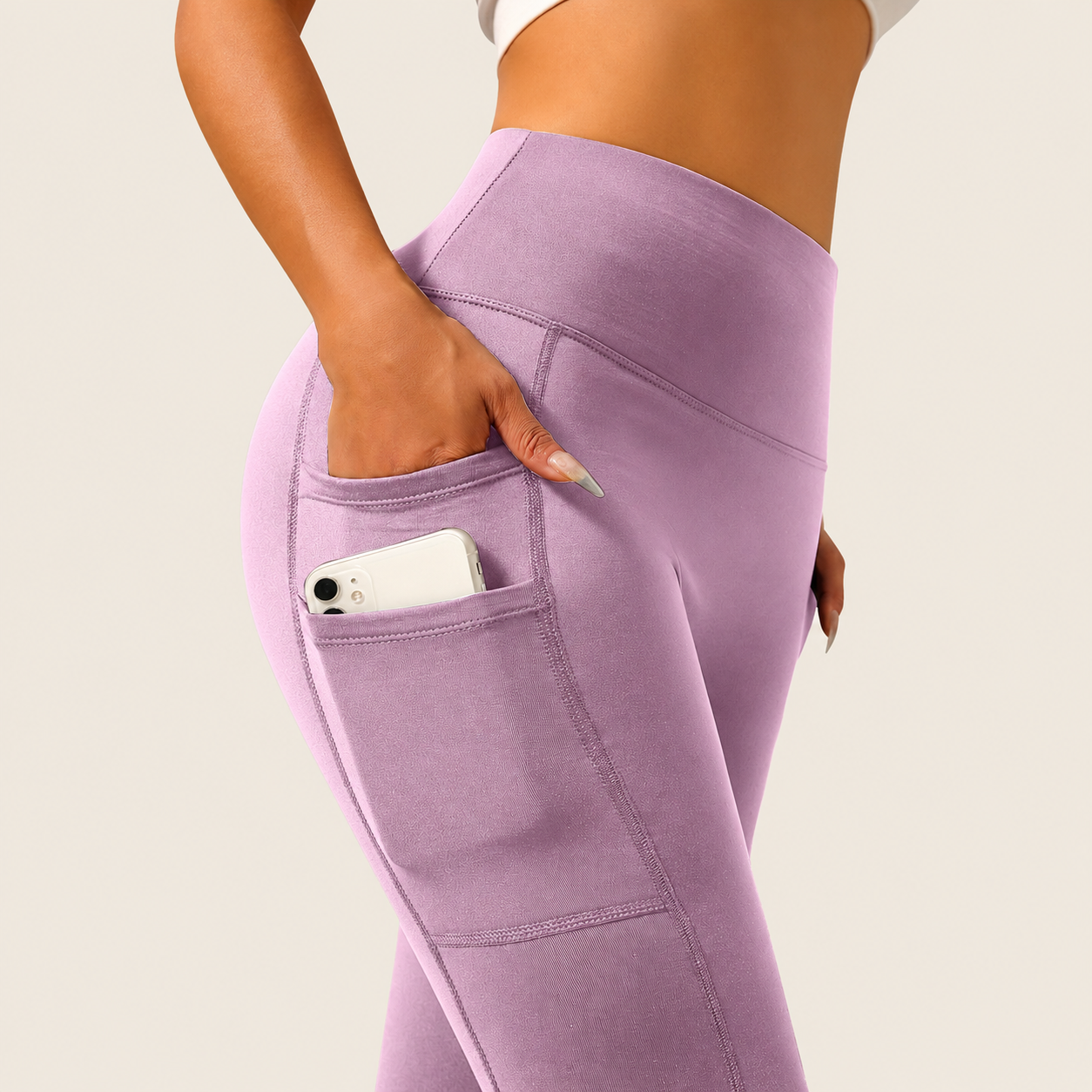 Seamless High Rise Slim Fit Leggings with Side Pockets for Women