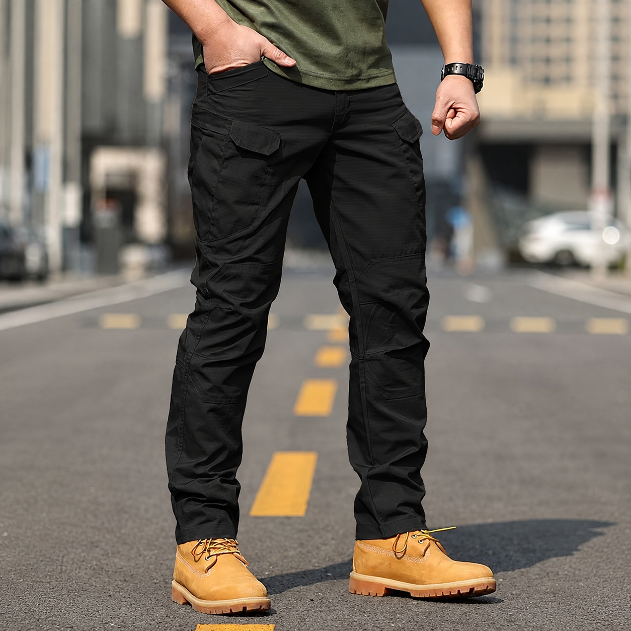 Utility Cargo Pants with Multiple Pockets for Men