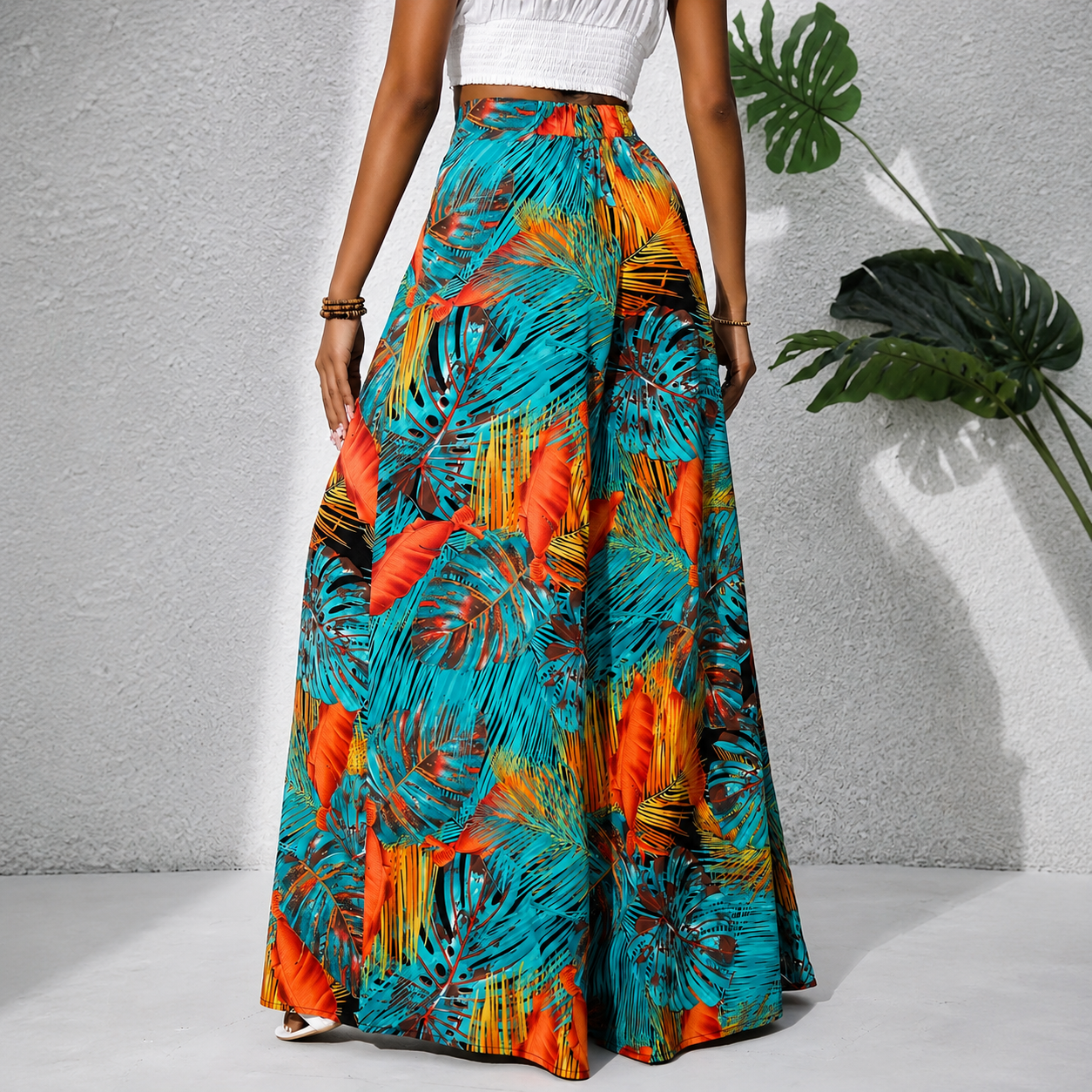 Bohemian Style Wide Vacation Themed Pants For Women