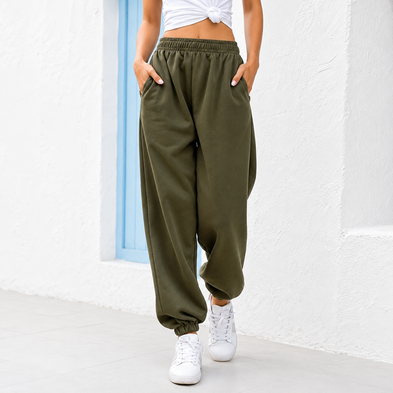 High Rise Loose Fit Casual Pants With Wide Cut For Women