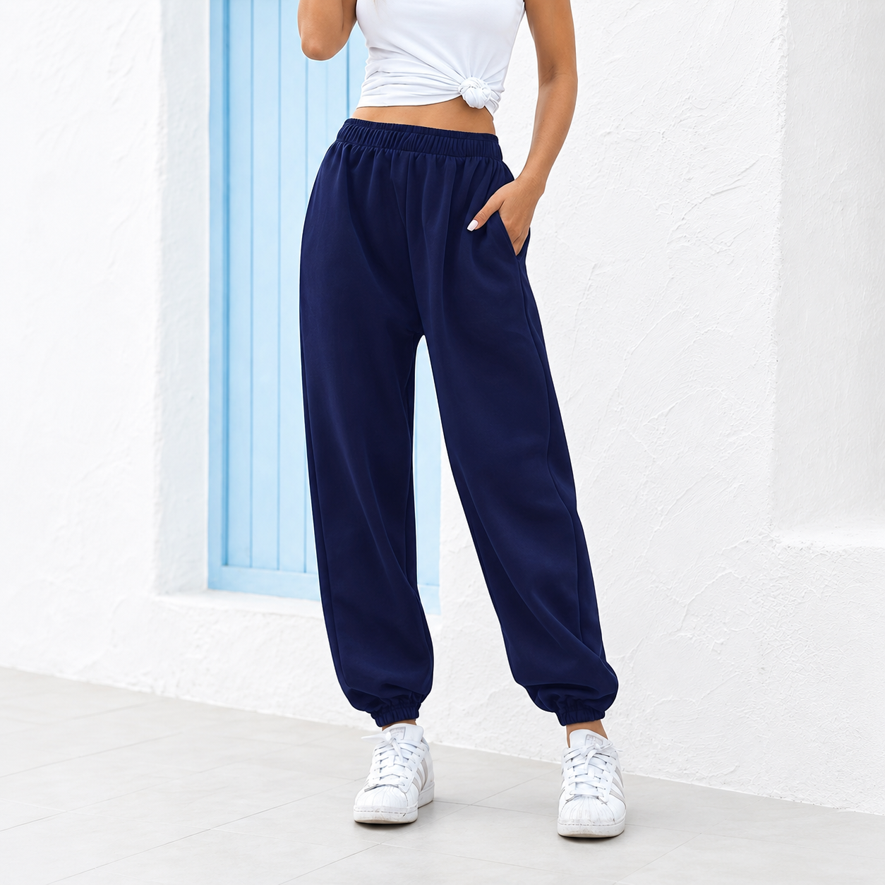 High Rise Loose Fit Casual Pants With Wide Cut For Women