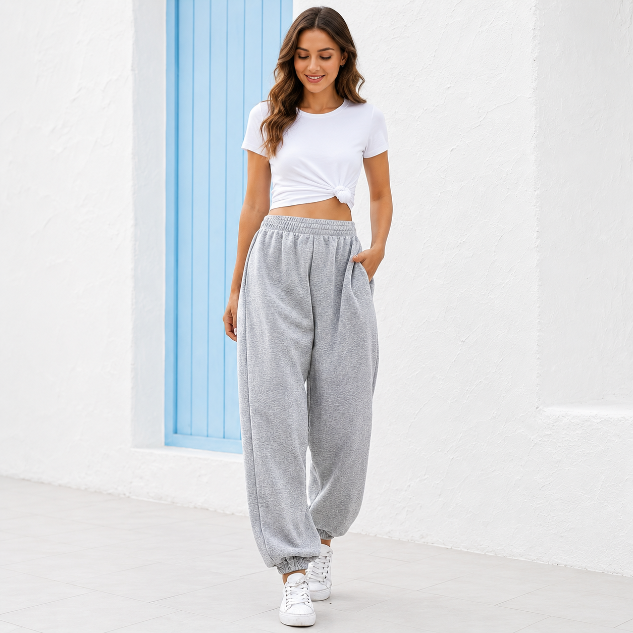 High Rise Loose Fit Casual Pants With Wide Cut For Women