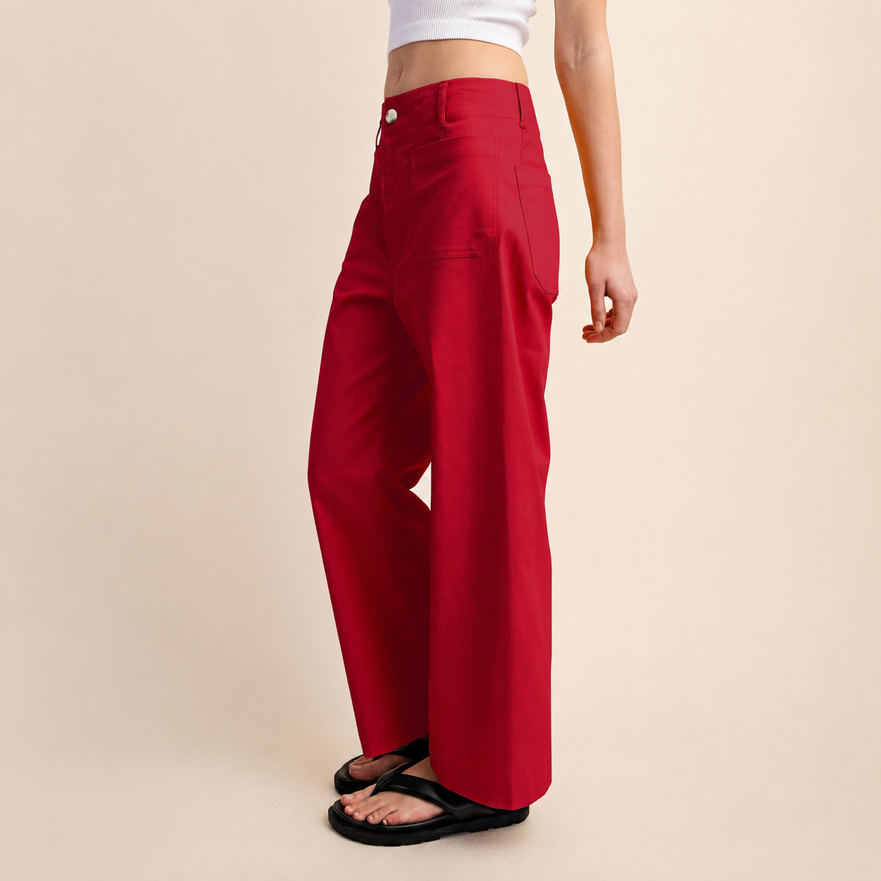 Casual Wide Cropped Stretchy Straight Pants For Women