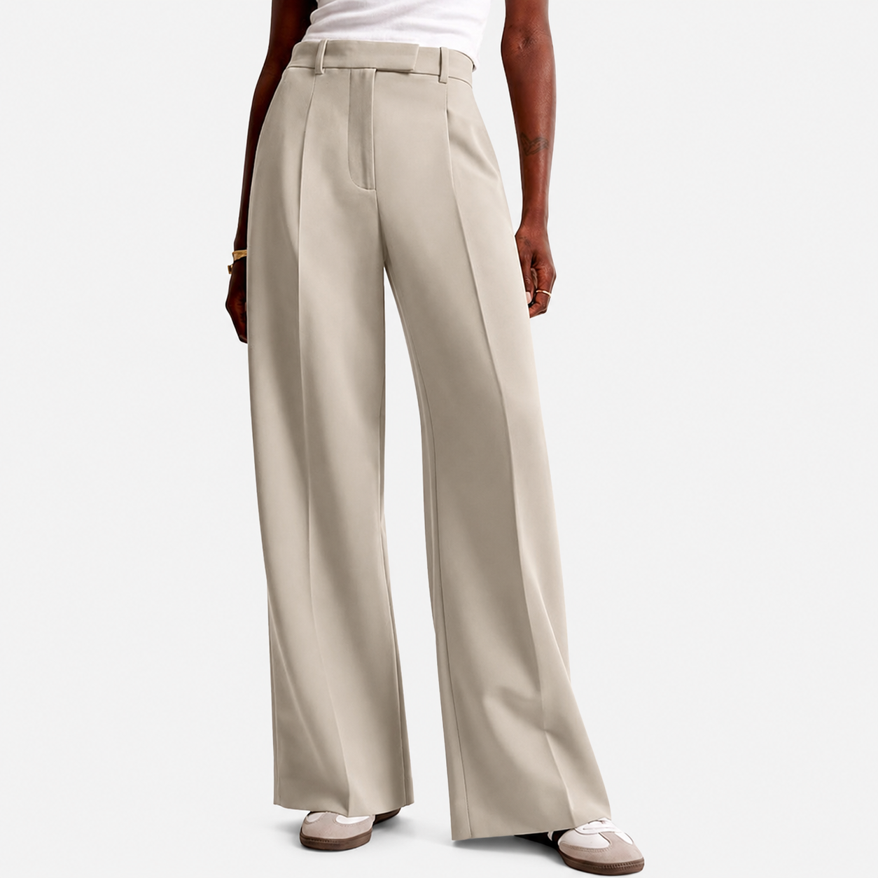 Wide Profile Business Casual Work Trousers with Pockets