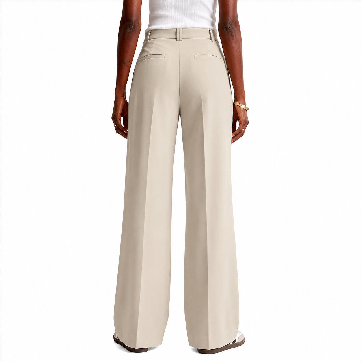 Wide Profile Business Casual Work Trousers with Pockets