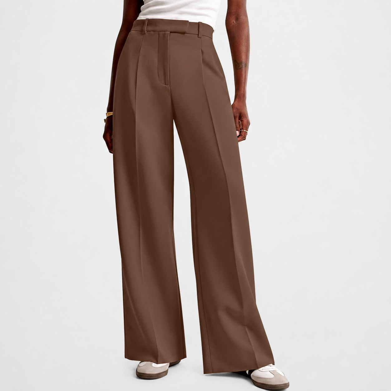 Wide Profile Business Casual Work Trousers with Pockets