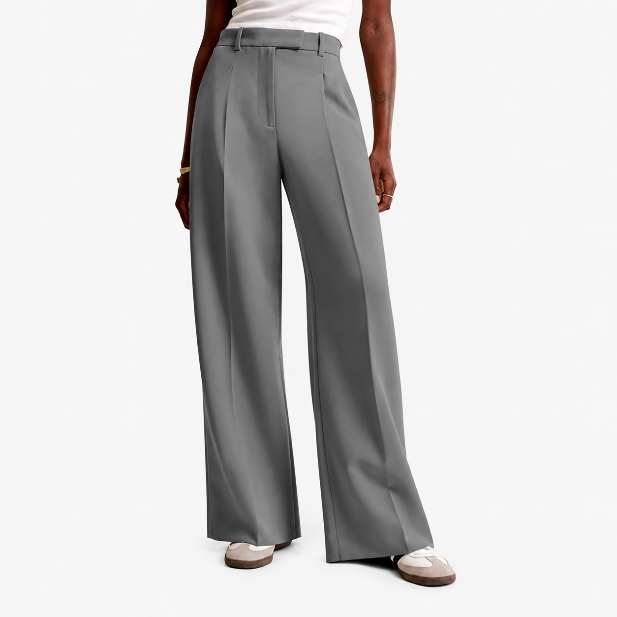 Wide Profile Business Casual Work Trousers with Pockets