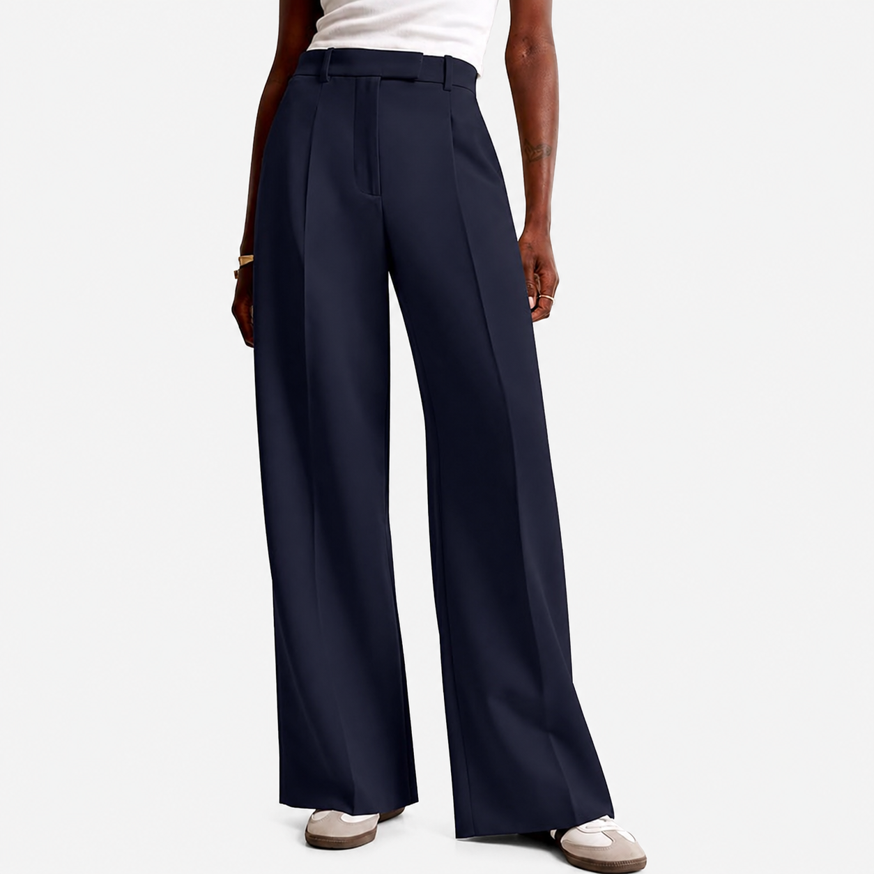 Wide Profile Business Casual Work Trousers with Pockets