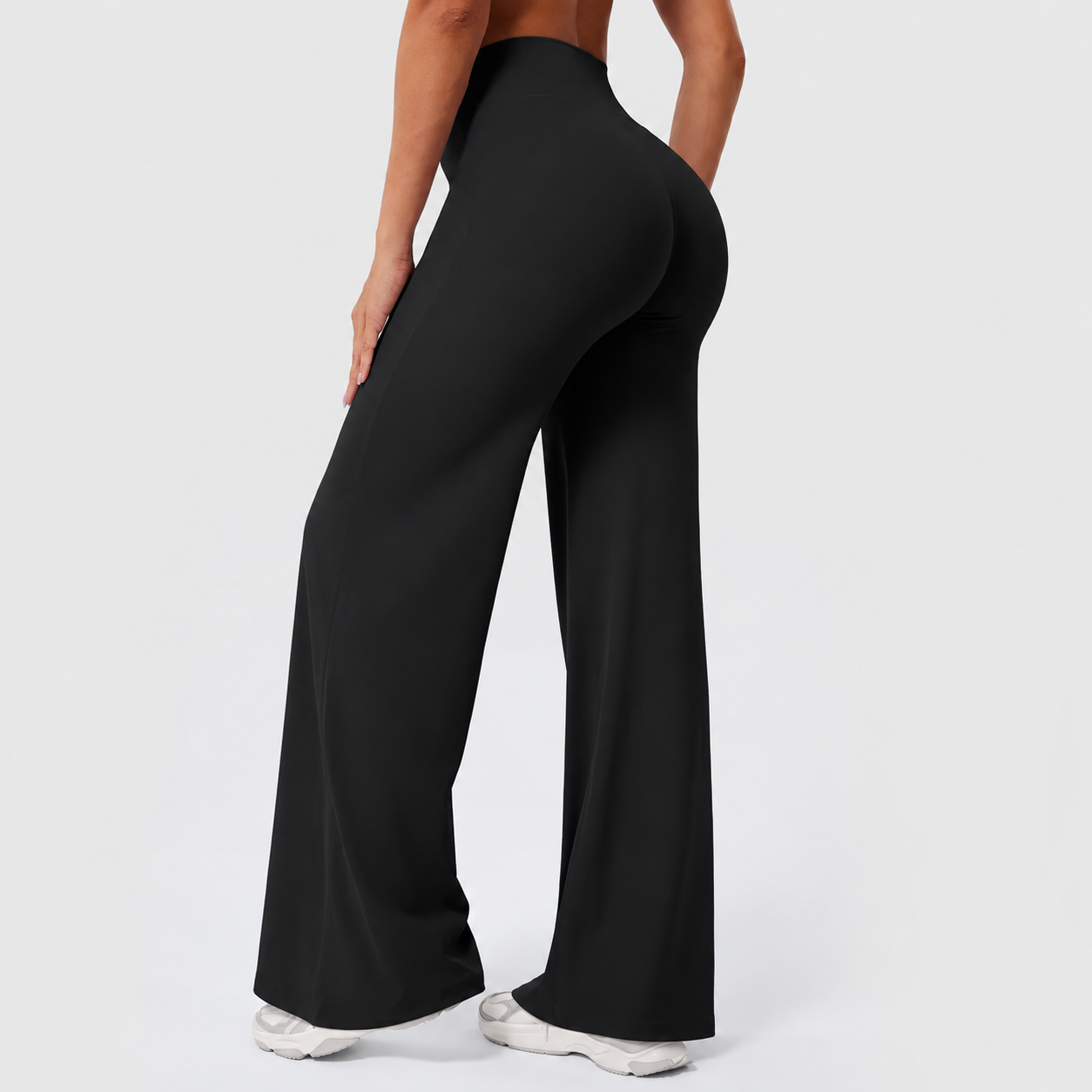High Rise Straight Fit Yoga Pants With No Front Seam For Women