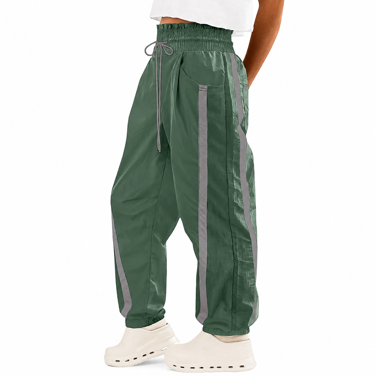 Lightweight Quick Dry Barrel Pants With Pockets