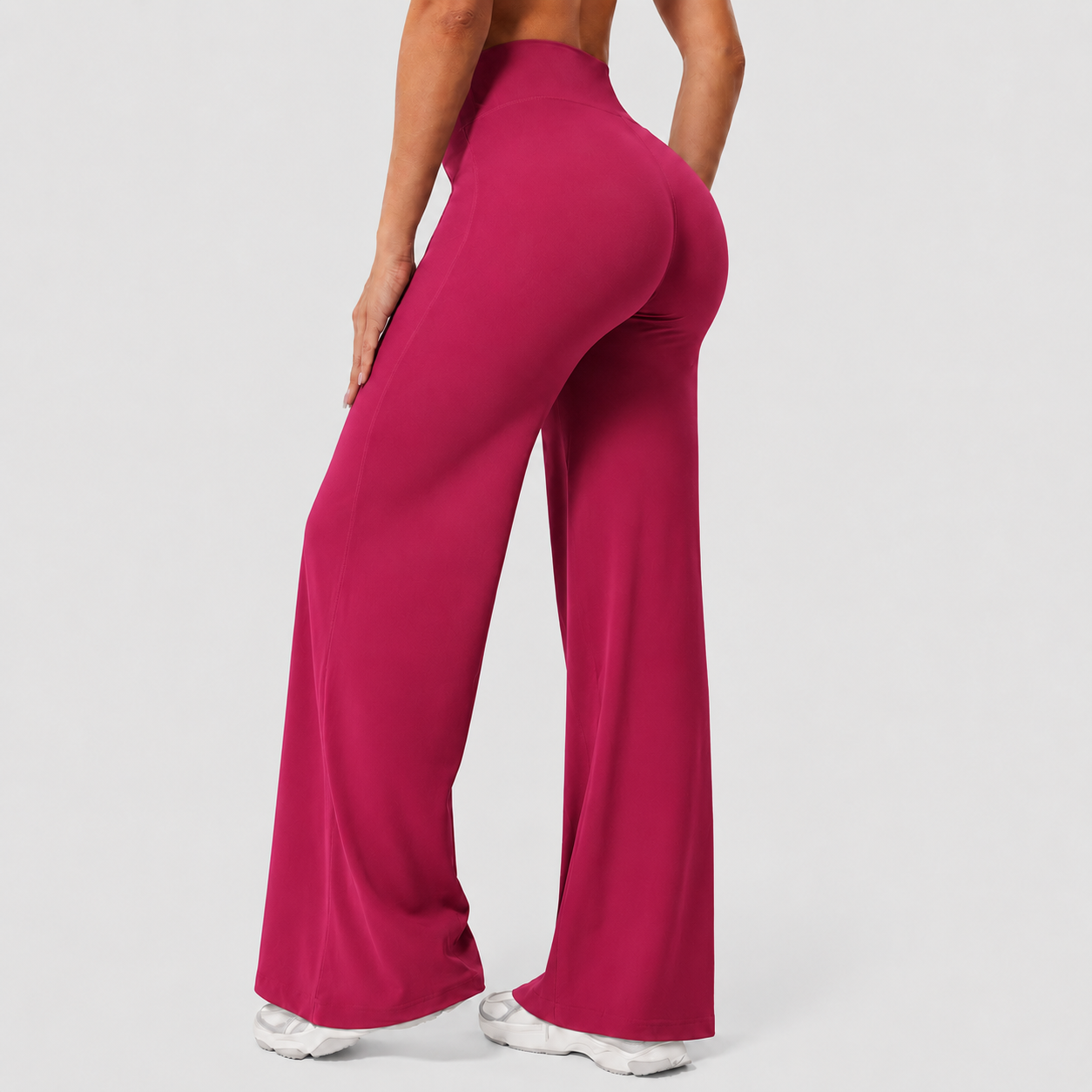 High Rise Straight Fit Yoga Pants With No Front Seam For Women
