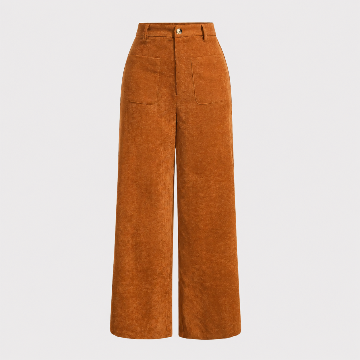 Solid Colored Pocket Button Front Wide Leg Pants
