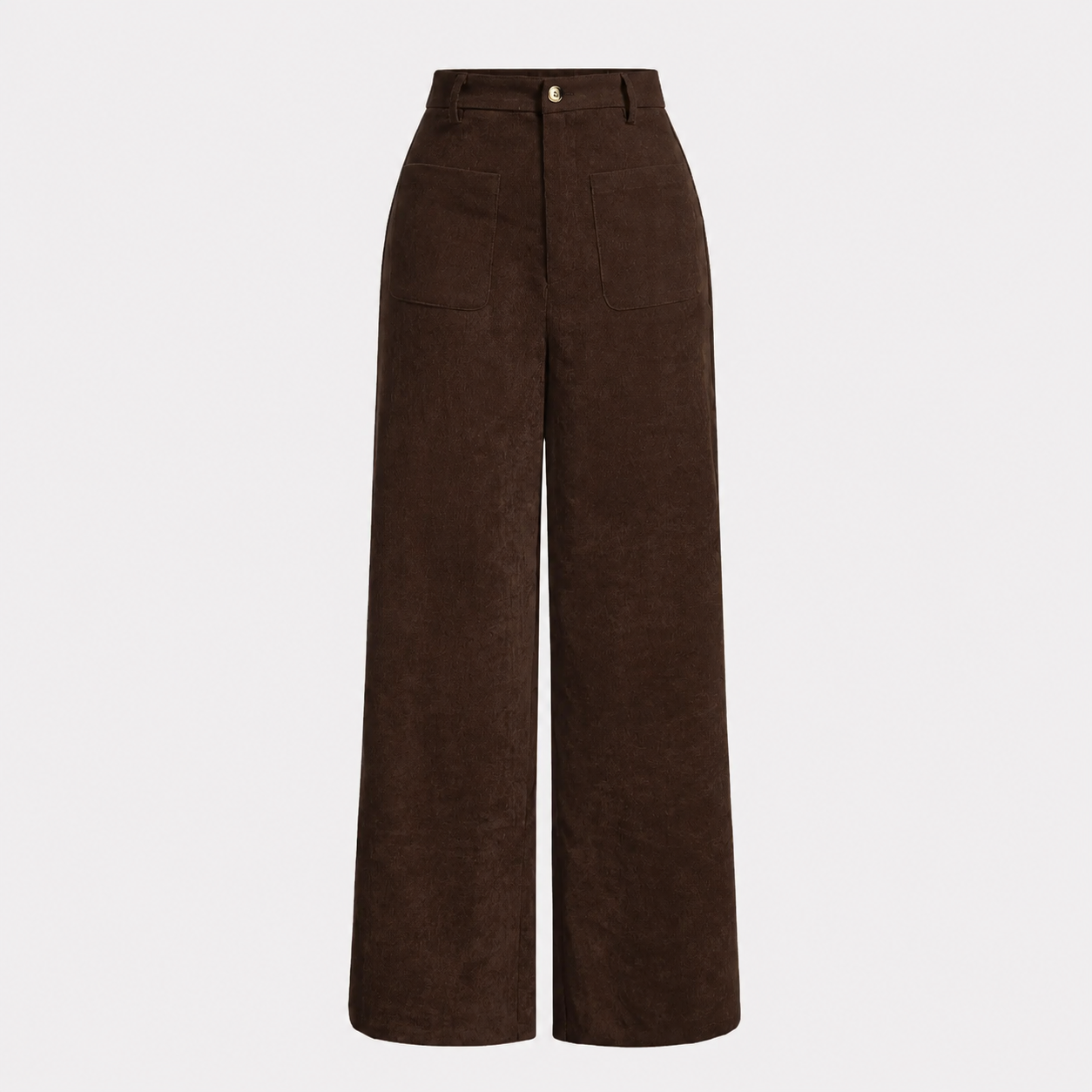 Solid Colored Pocket Button Front Wide Leg Pants