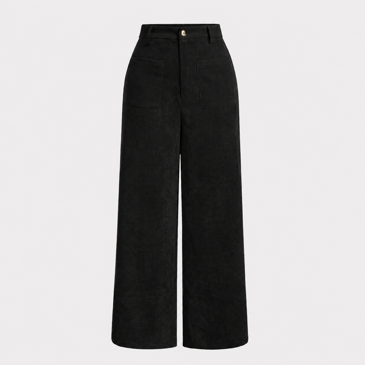 Solid Colored Pocket Button Front Wide Leg Pants