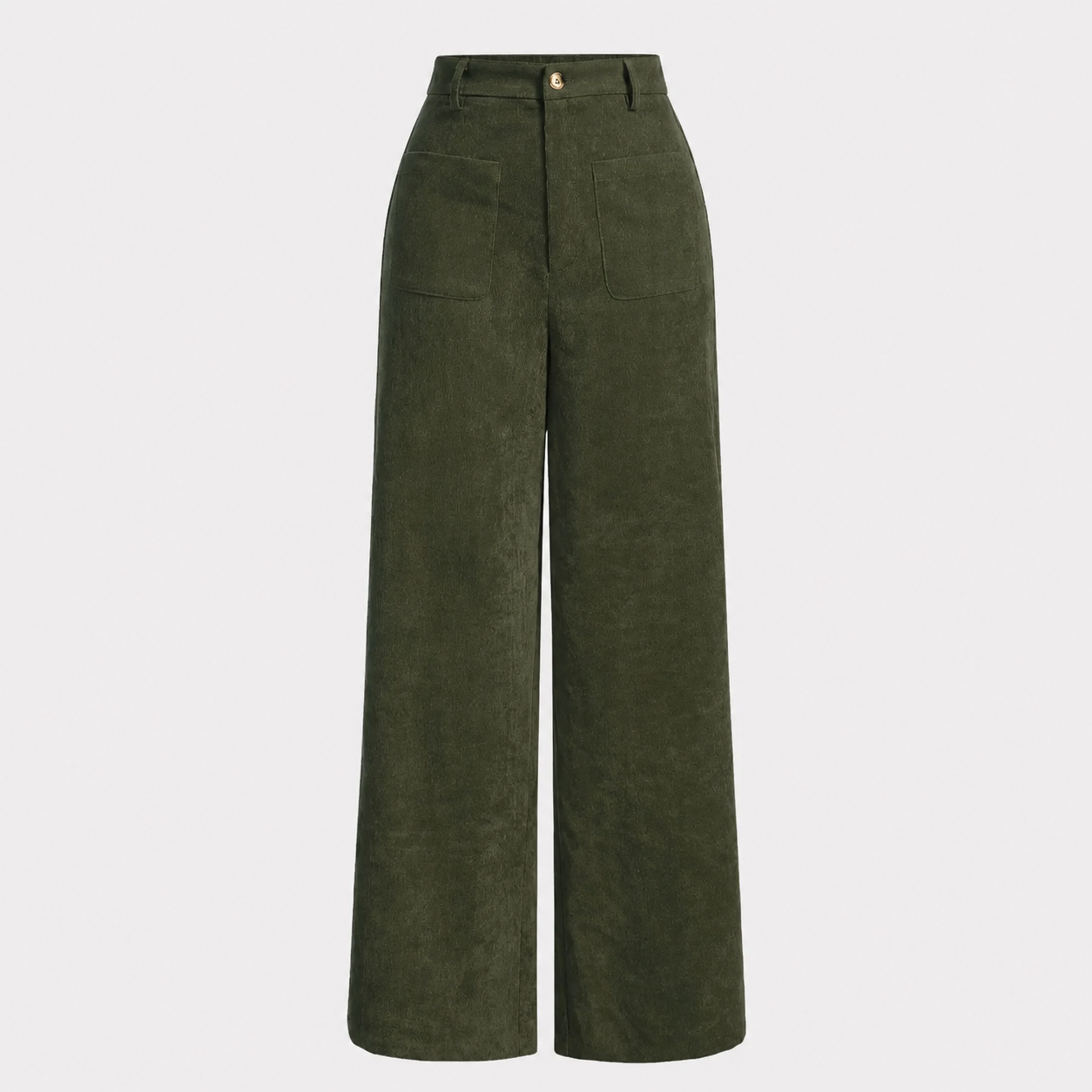 Solid Colored Pocket Button Front Wide Leg Pants