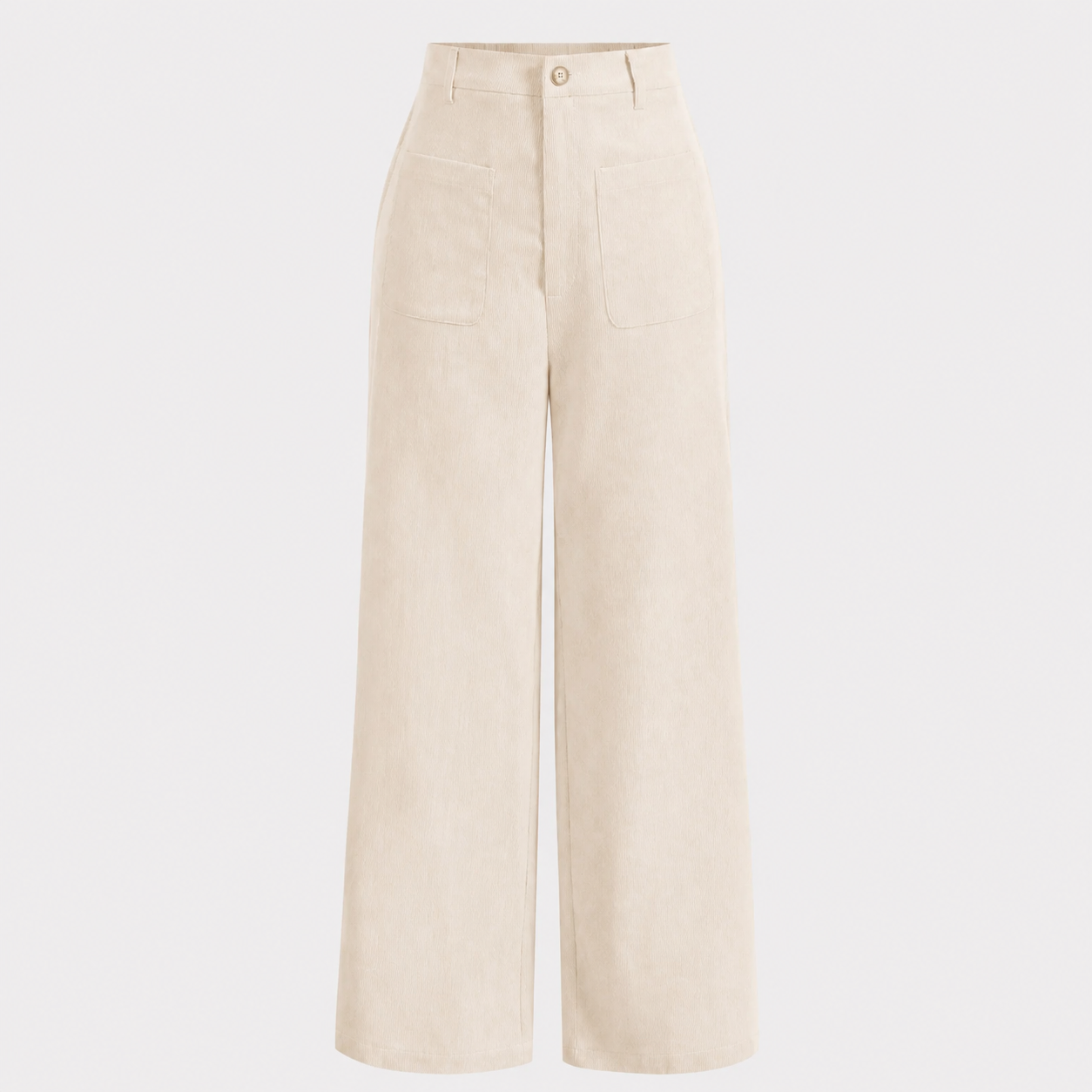 Solid Colored Pocket Button Front Wide Leg Pants