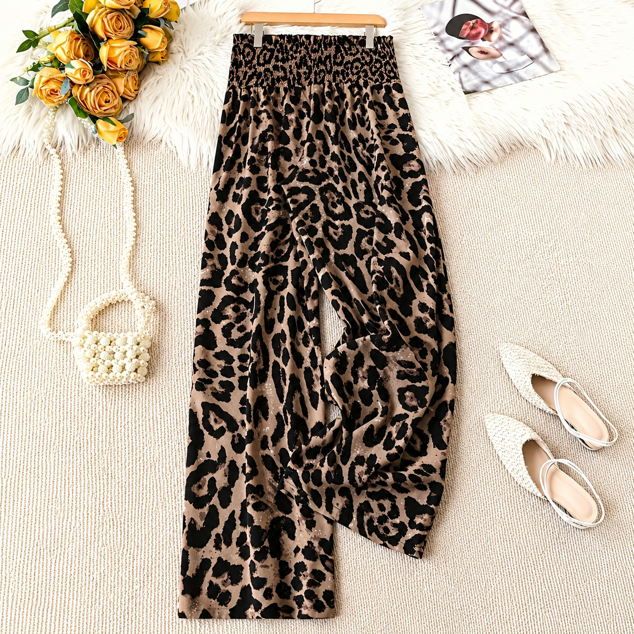 Leopard Print Wide Length Pants For Women