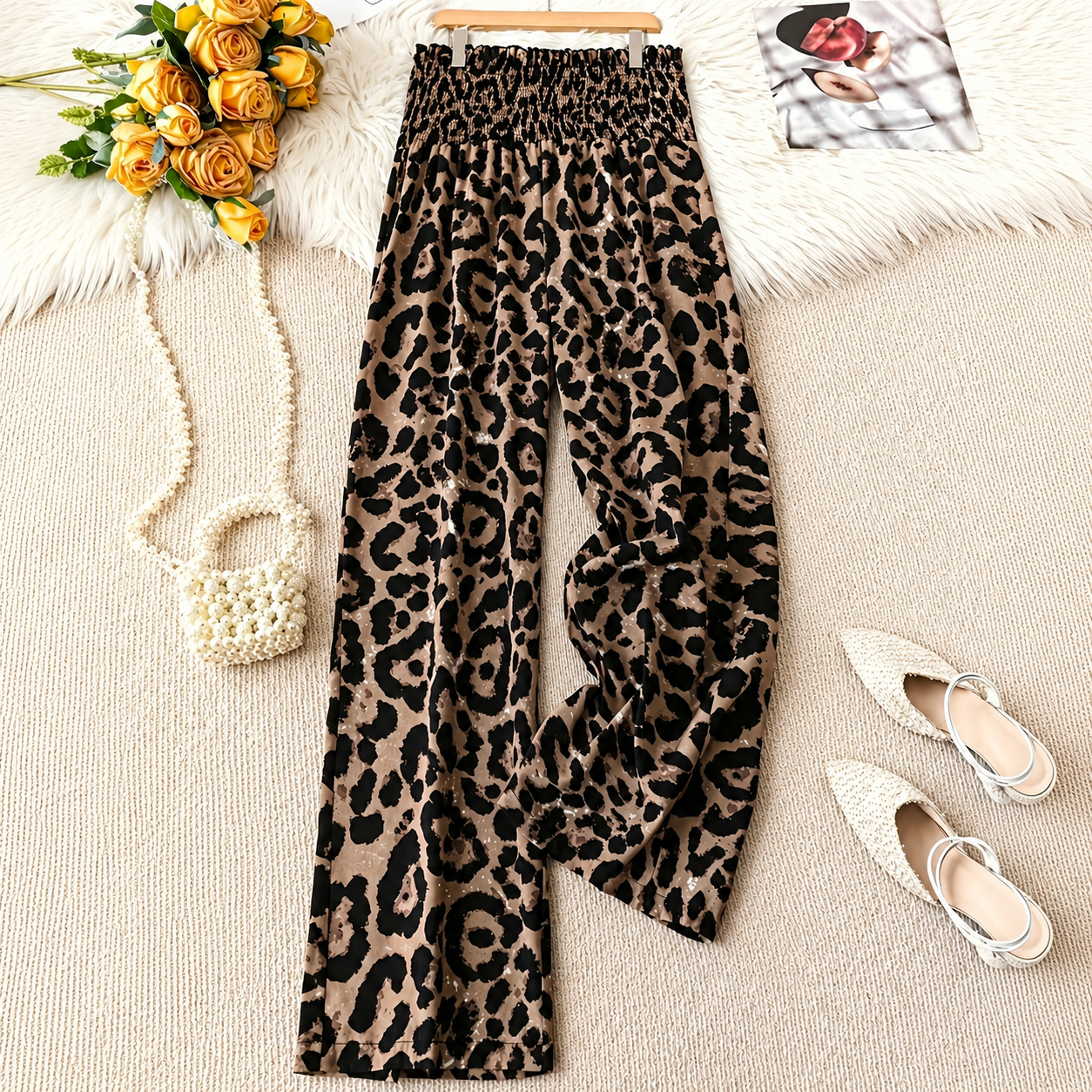 Leopard Print Wide Length Pants For Women