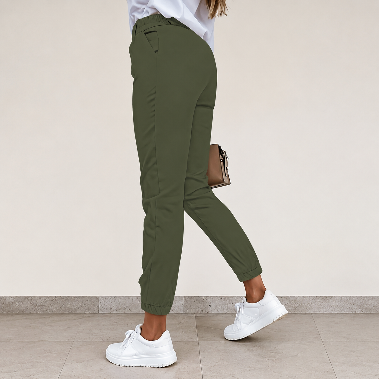 Casual Slim Fit Pants With Side Pockets For Women