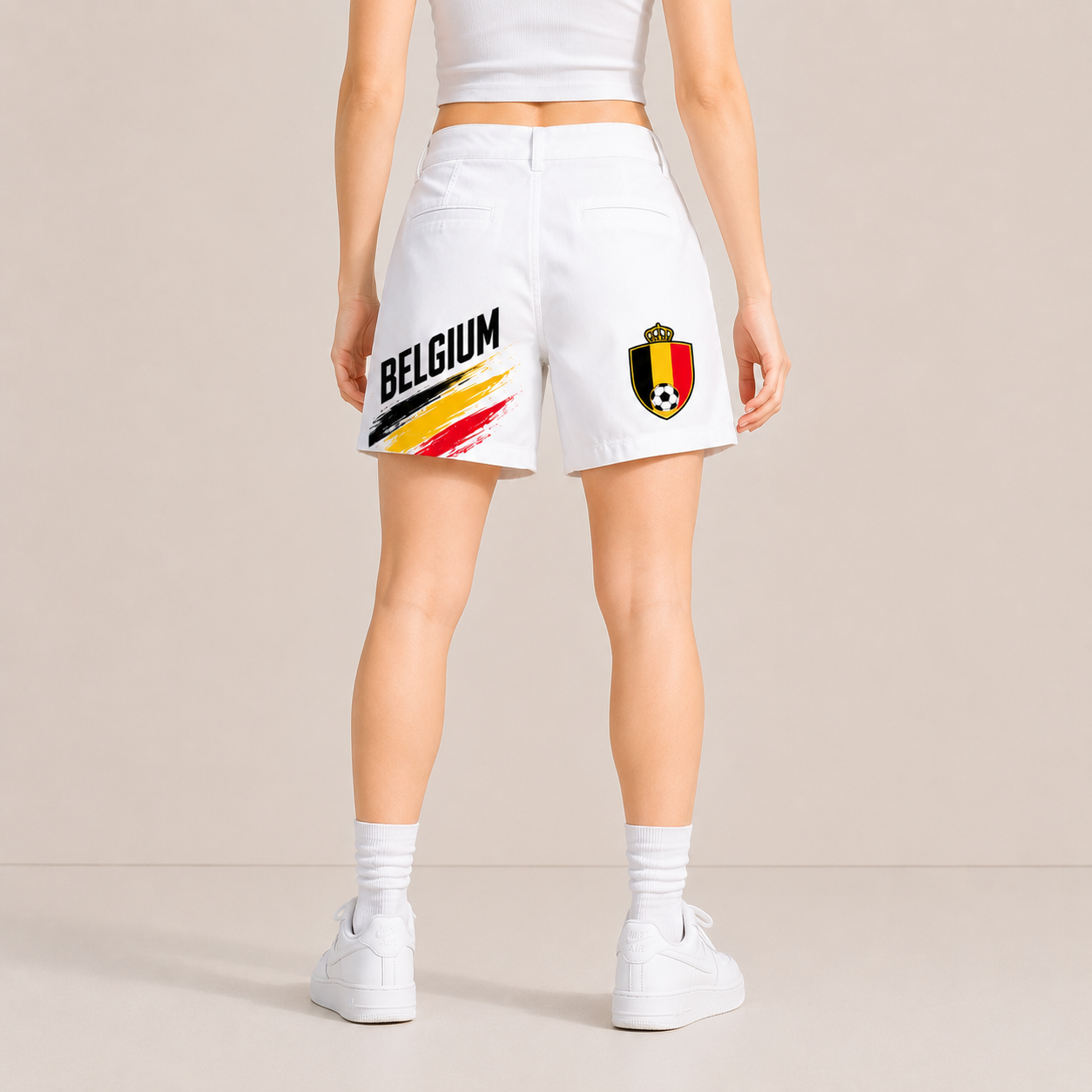 World Cup 2026 Belgium Football Fan Printed Twill Shorts