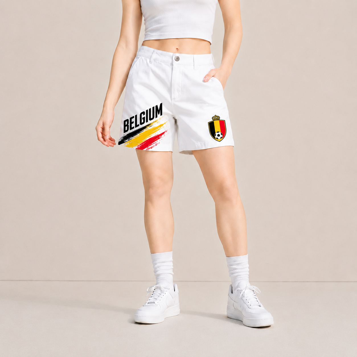 World Cup 2026 Belgium Football Fan Printed Twill Shorts